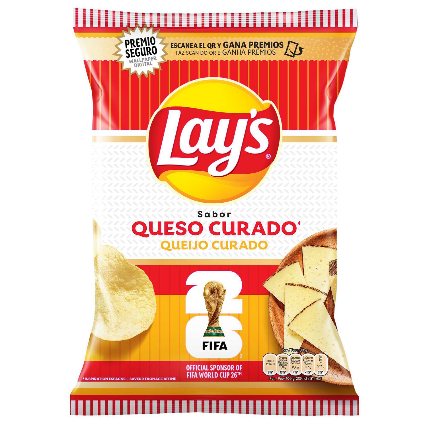 Patatas fritas sabor a queso curado Lay's 140 g.