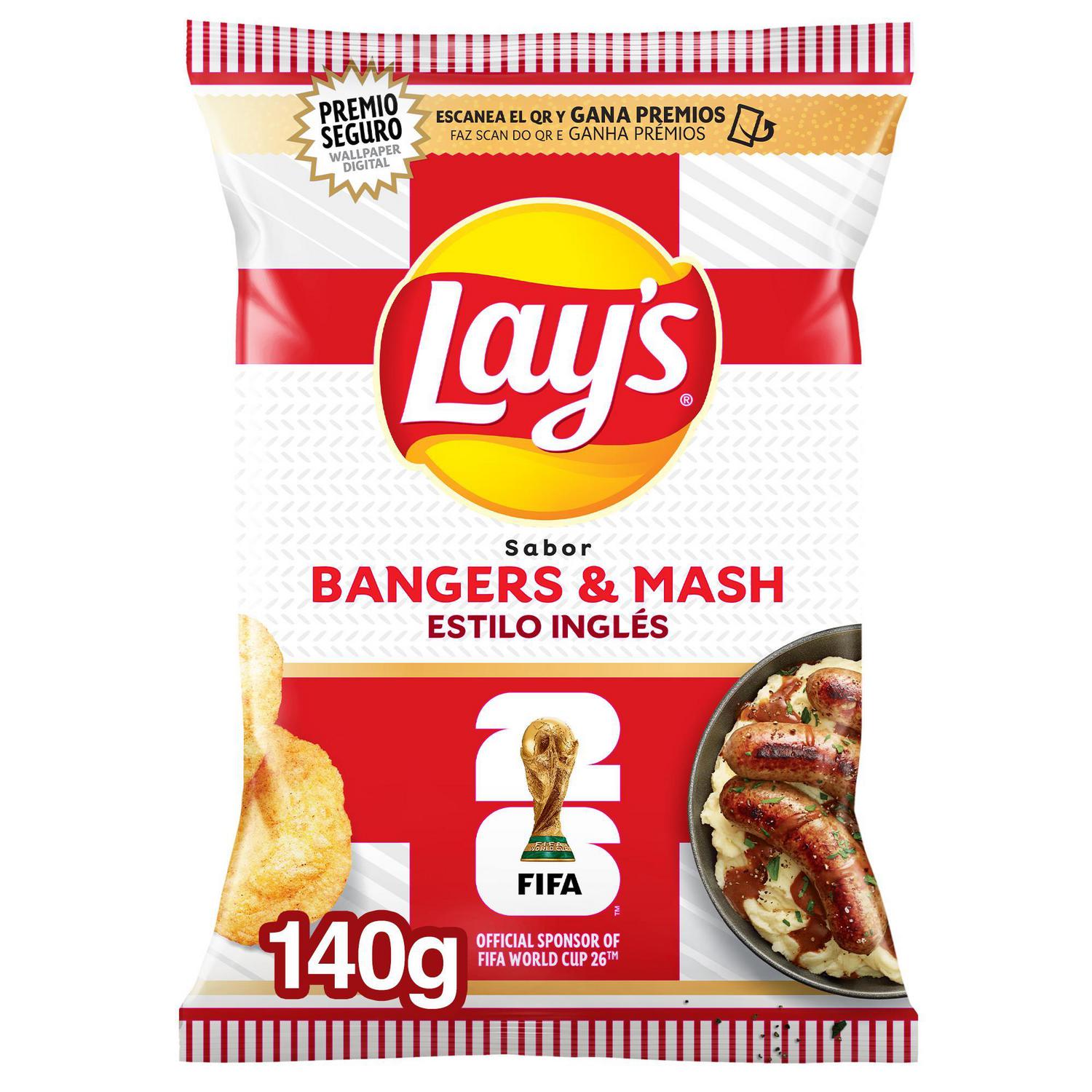 Patatas fritas sabor estilo inglés Bangers & Mash Lay's 140 g.