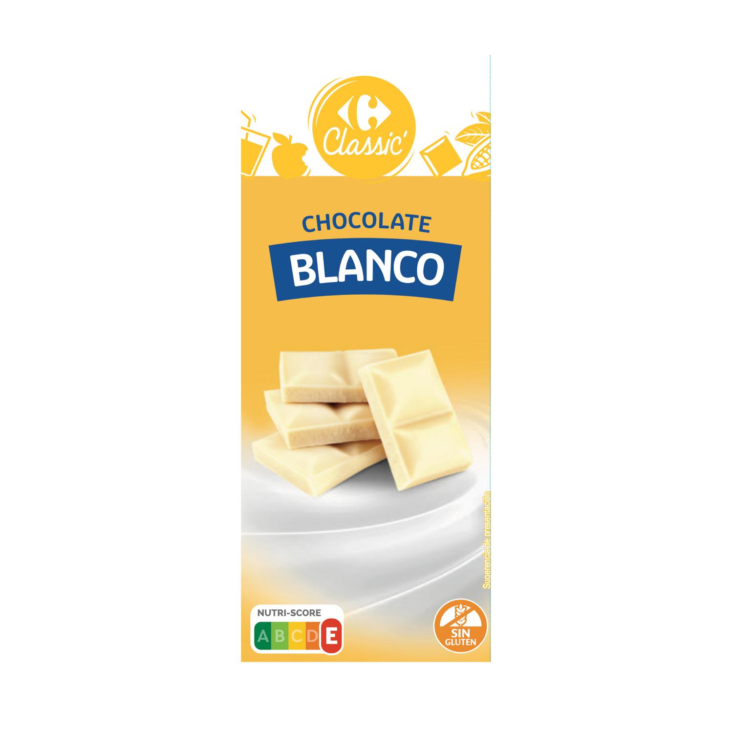 Chocolate blanco Carrefour Classic sin gluten 100 g.