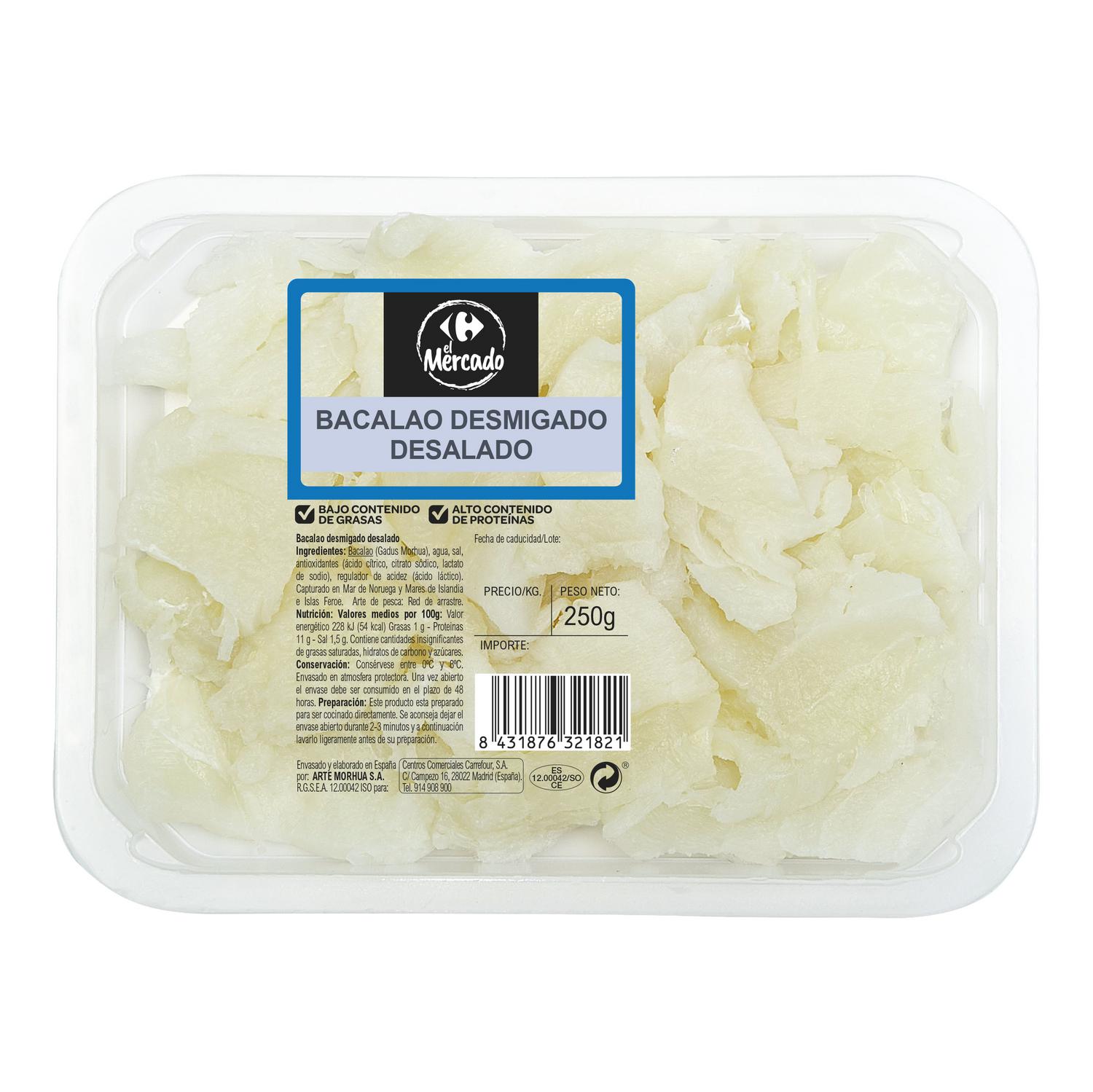 Bacalao desmigado desalado Carrefour El Mercado 250 g