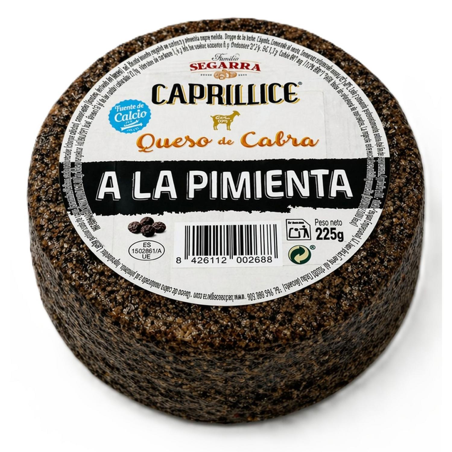 Queso de cabra a la pimienta Caprillice pieza de 225 g.