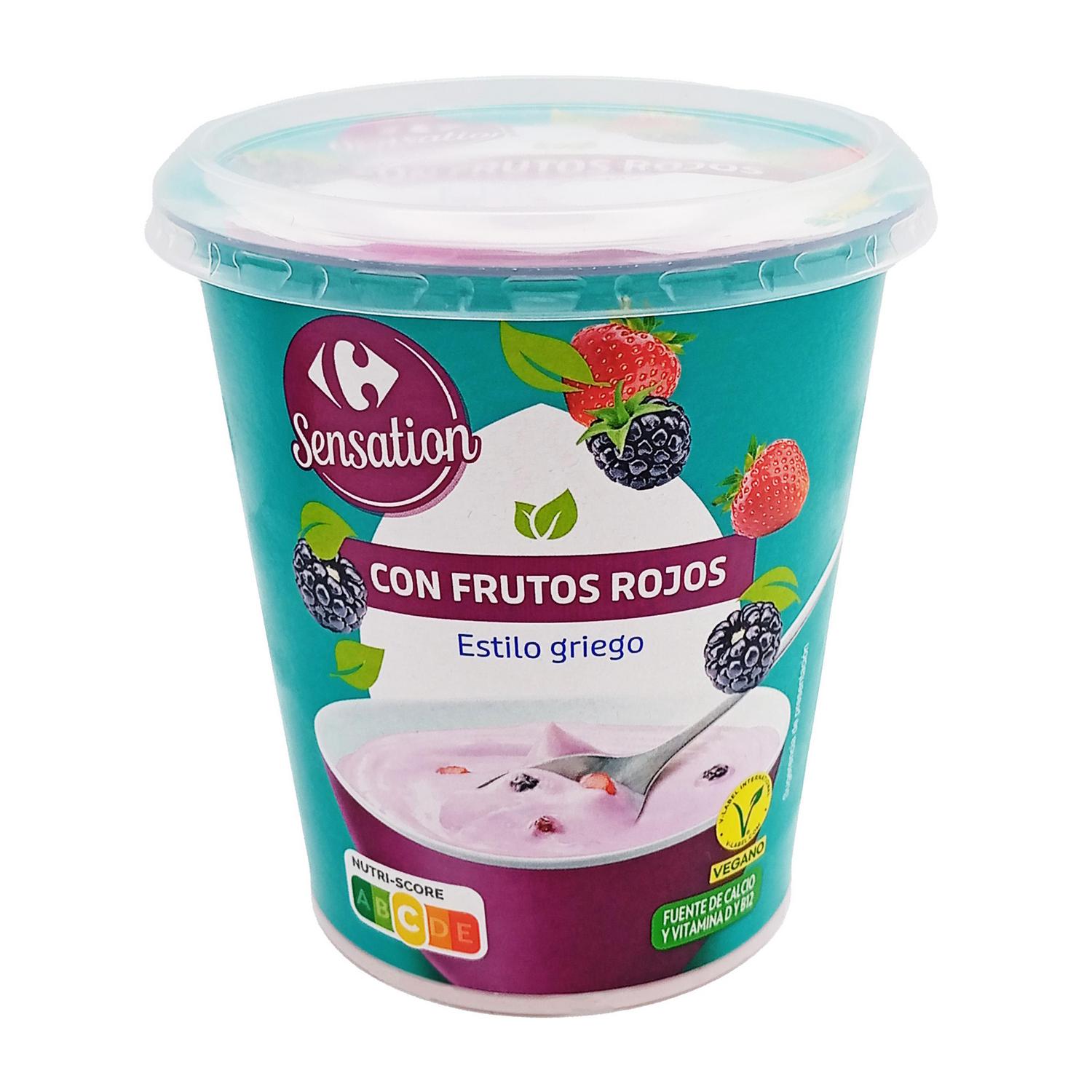 Postre vegetal estilo griego con frutos del bosque Carrefour Sensation 350 g.