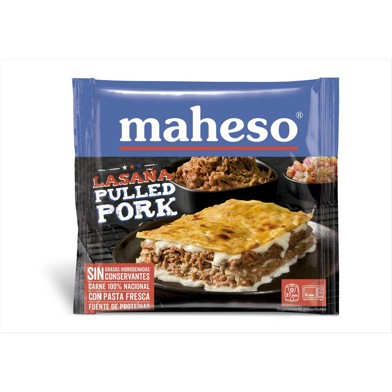 Lasaña de carne de cerdo al estilo barbacoa Maheso 280 g.
