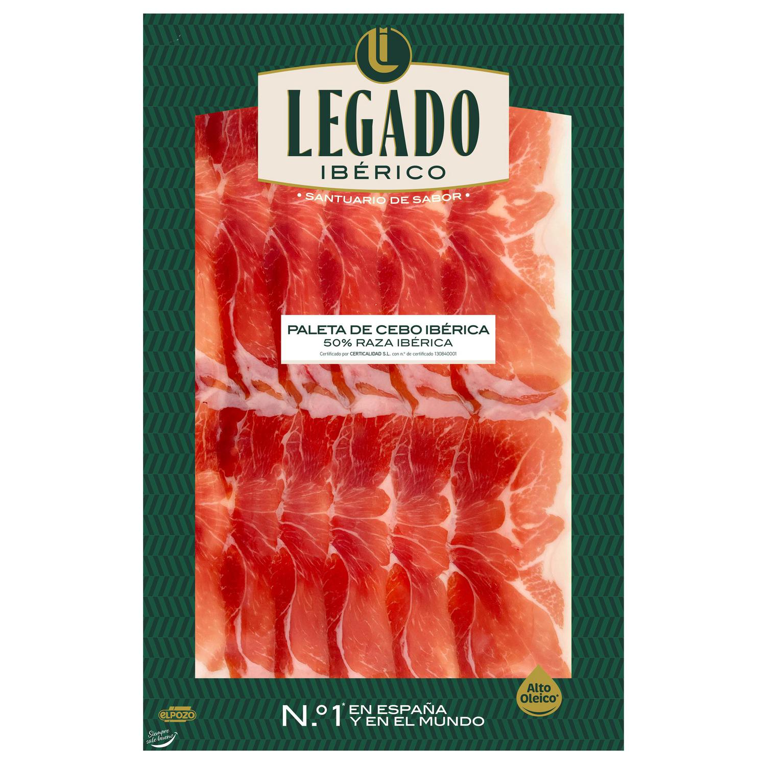 Paleta de Cebo Ibérica 50% Raza Ibérica en lonchas Legado Ibérico ElPozo sin gluten y sin lactosa 200 g
