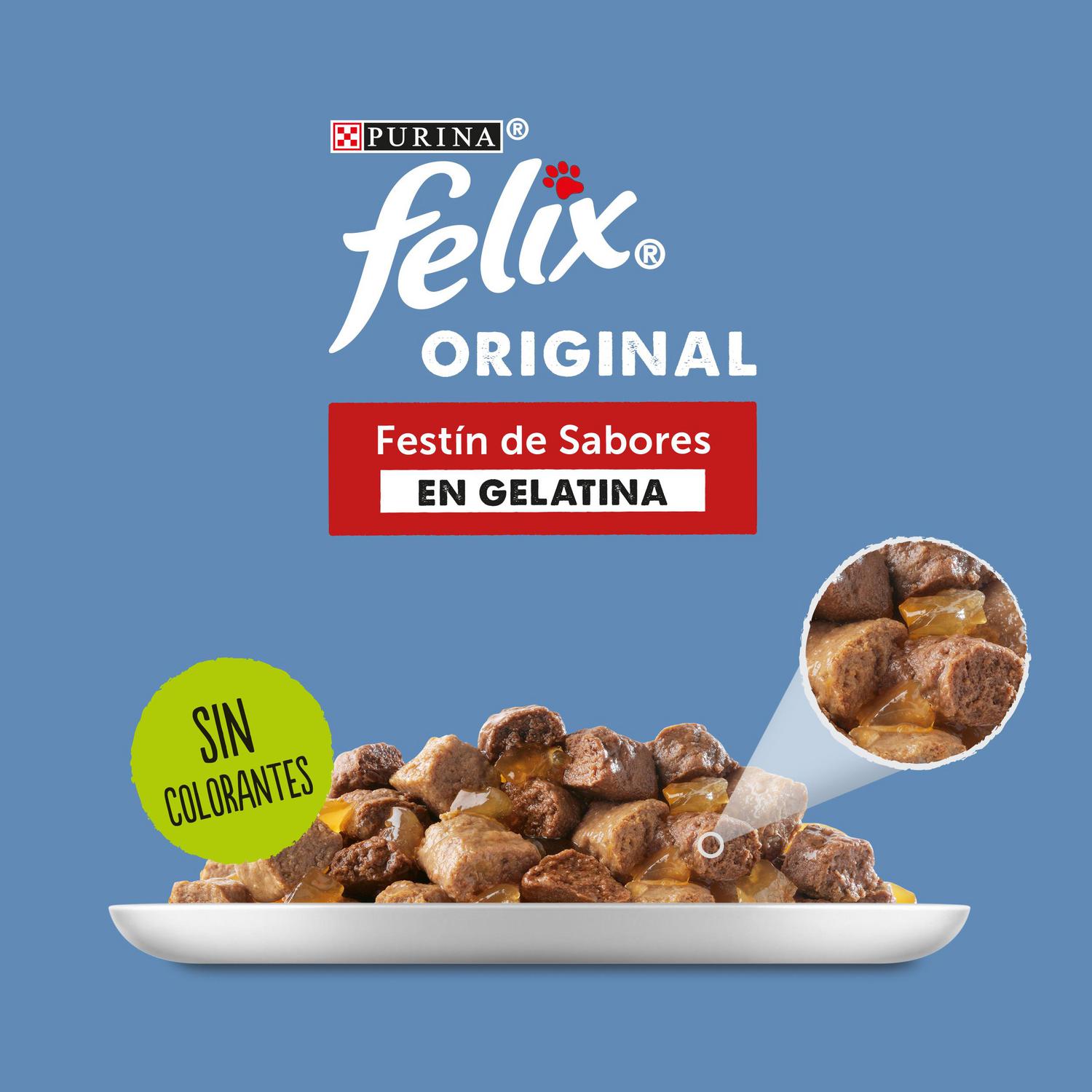 Gelatina selección de carnes para gatos Felix Original Purina 4x85 g.