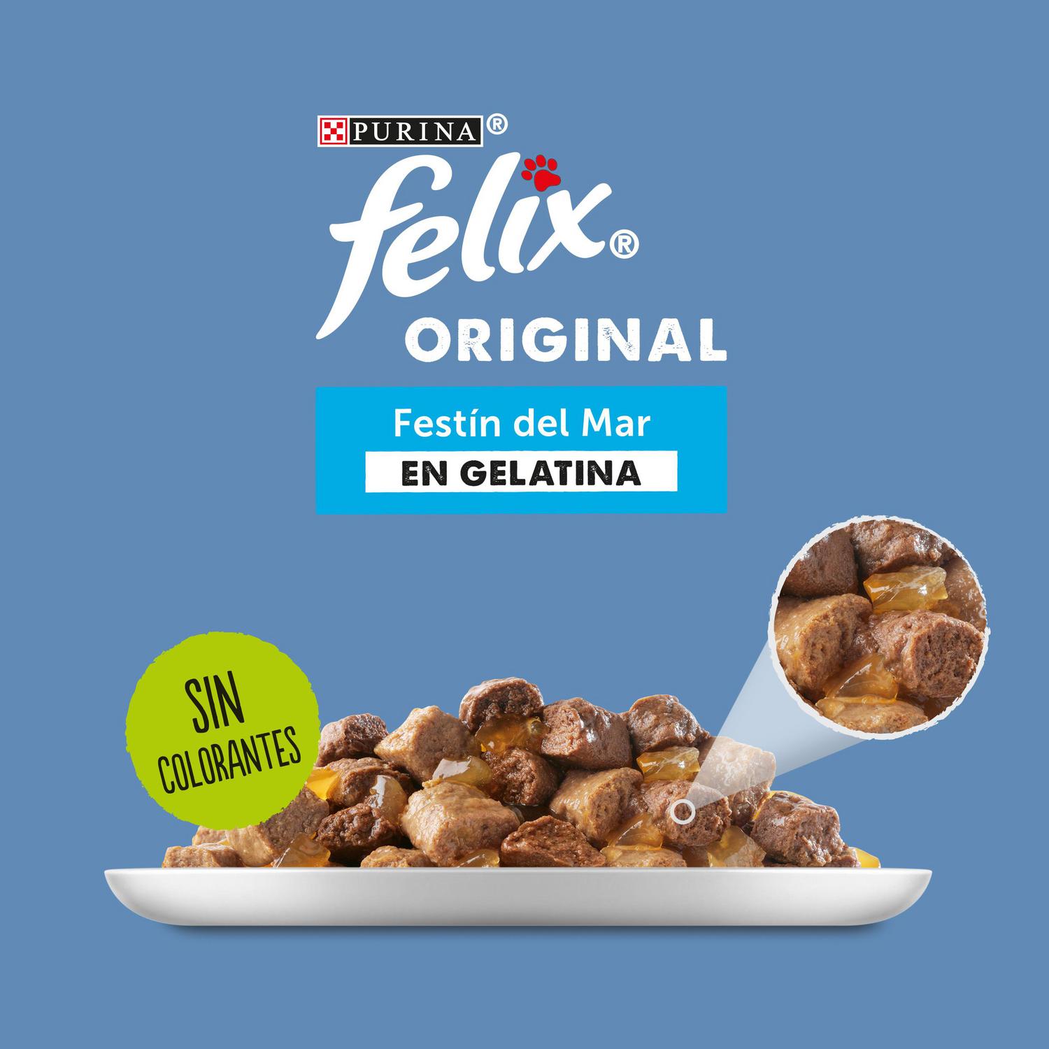 Comida húmeda en gelatina festín del mar para gatos Purina Felix Fantastic 4x85 g