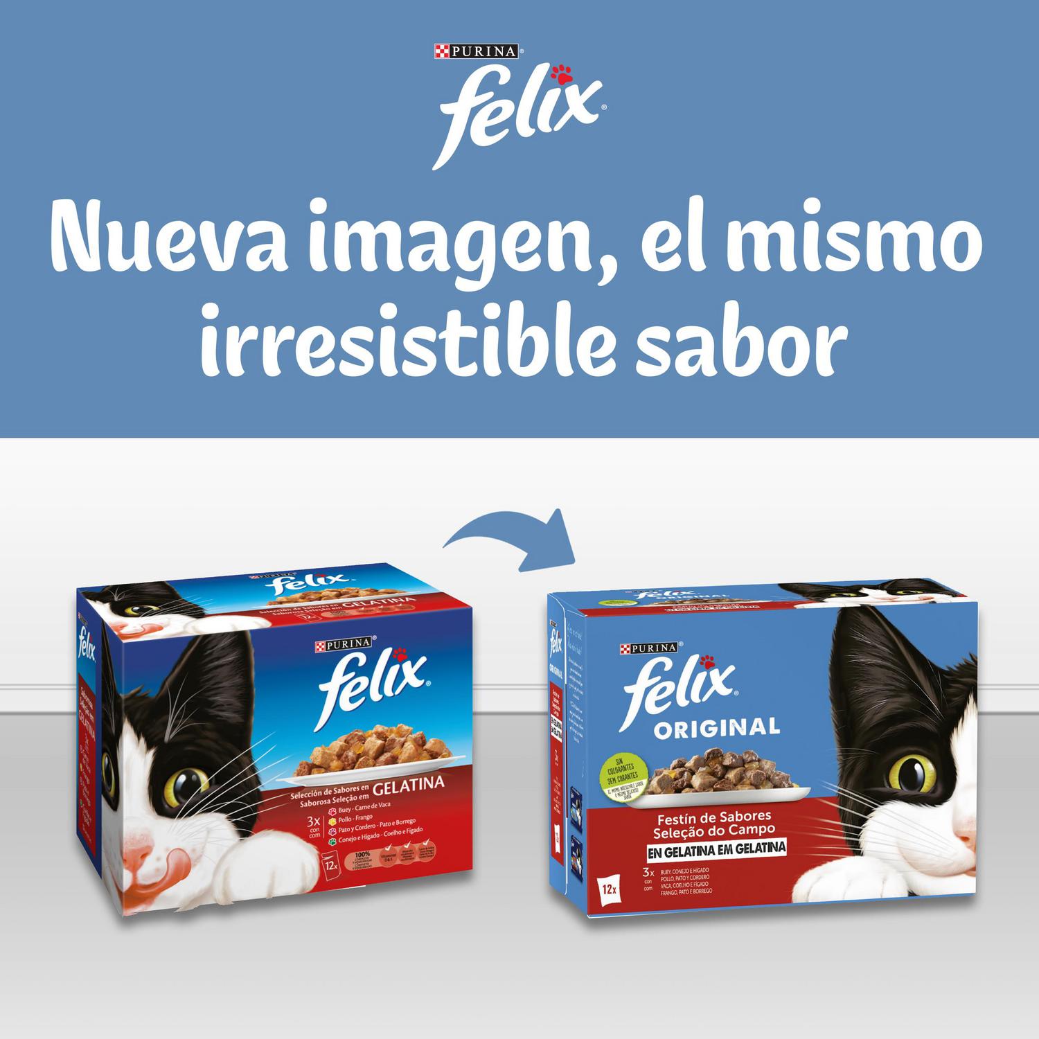 Comida húmeda en gelatina festín del mar para gatos Purina Felix Fantastic 4x85 g