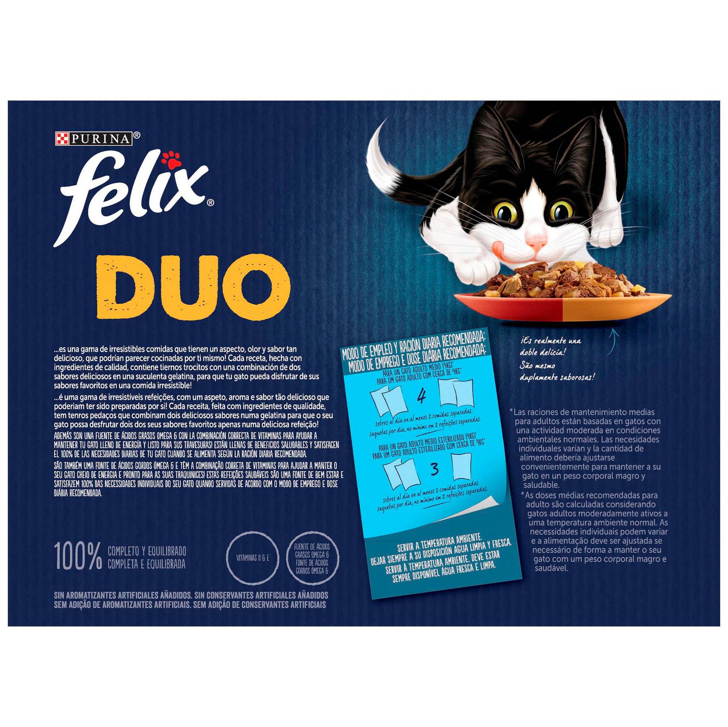 Comida húmeda en gelatina festín de sabores para gato Purina Felix Duo 12x85 g