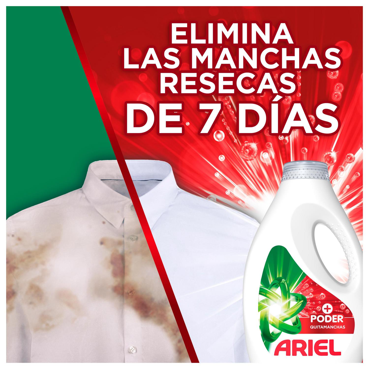 Detergente líquido + Poder Quitamanchas Ariel Platinum 60 lavados.