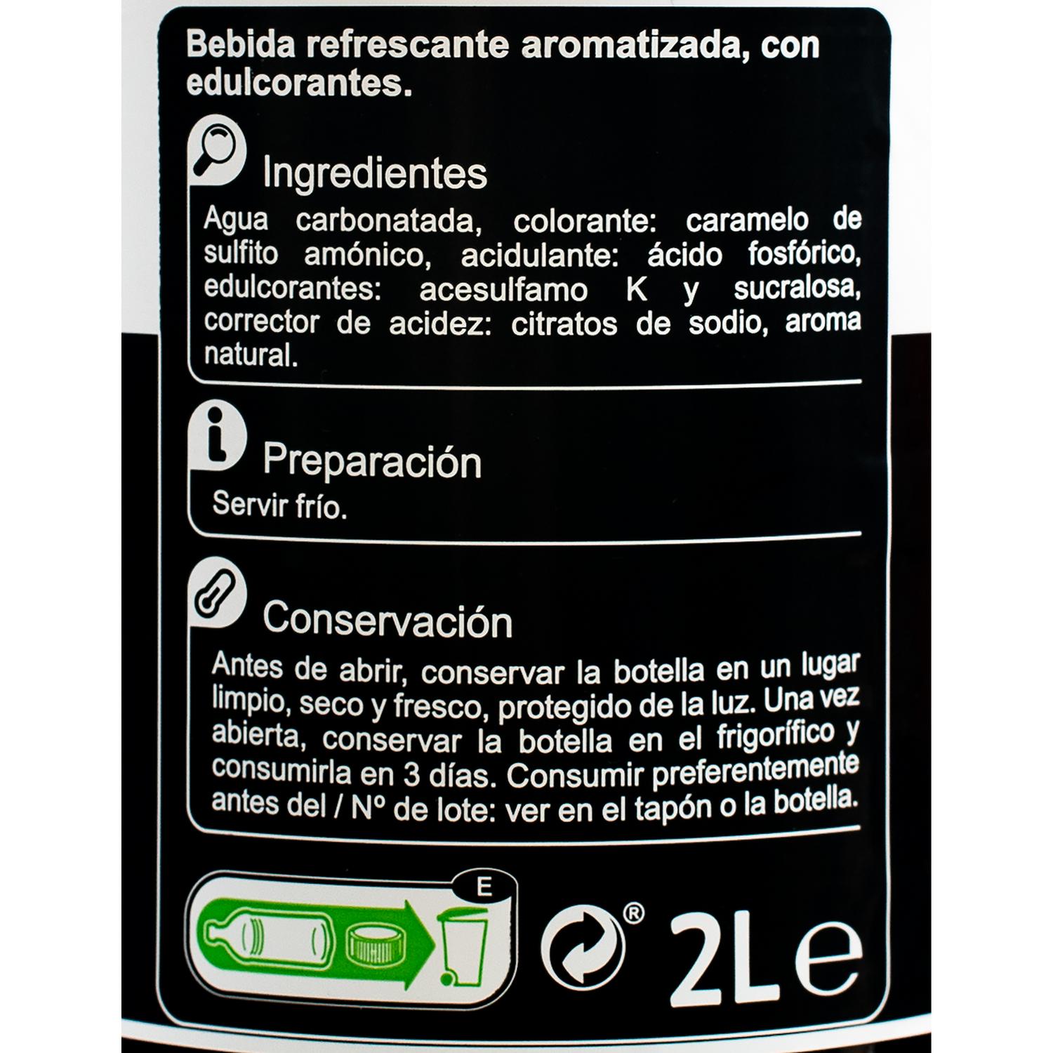 Cola Carrefour Classic' zero botella 2 l.