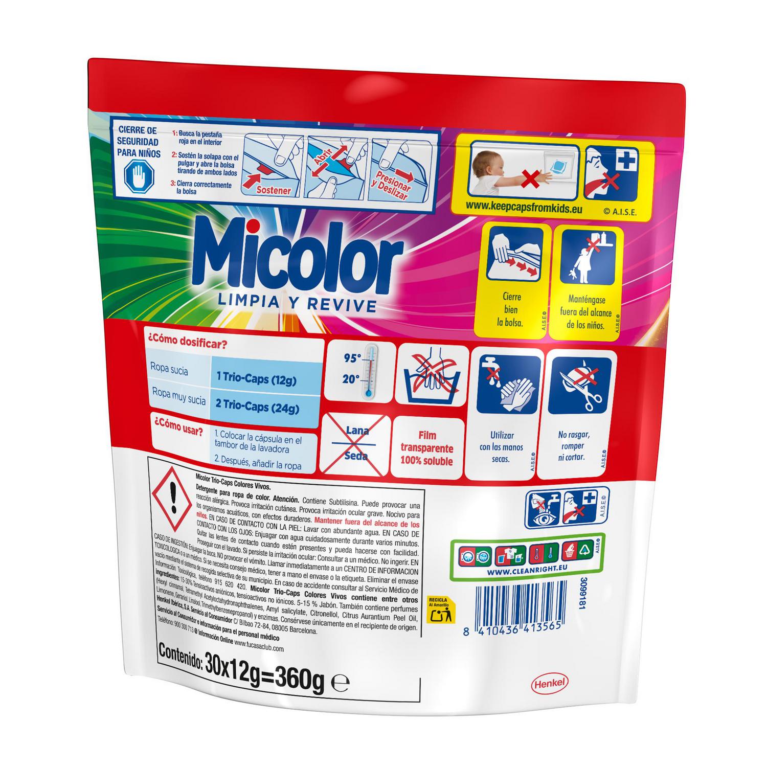 Detergente en capsulas adiós al separar Micolor 30 ud.