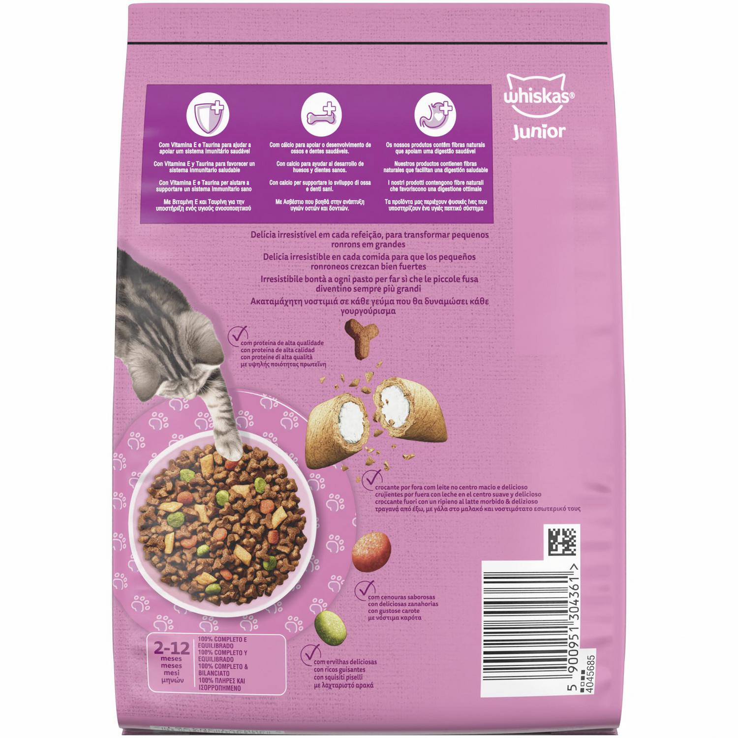Pienso de pollo para gato junior Whiskas 800 g.