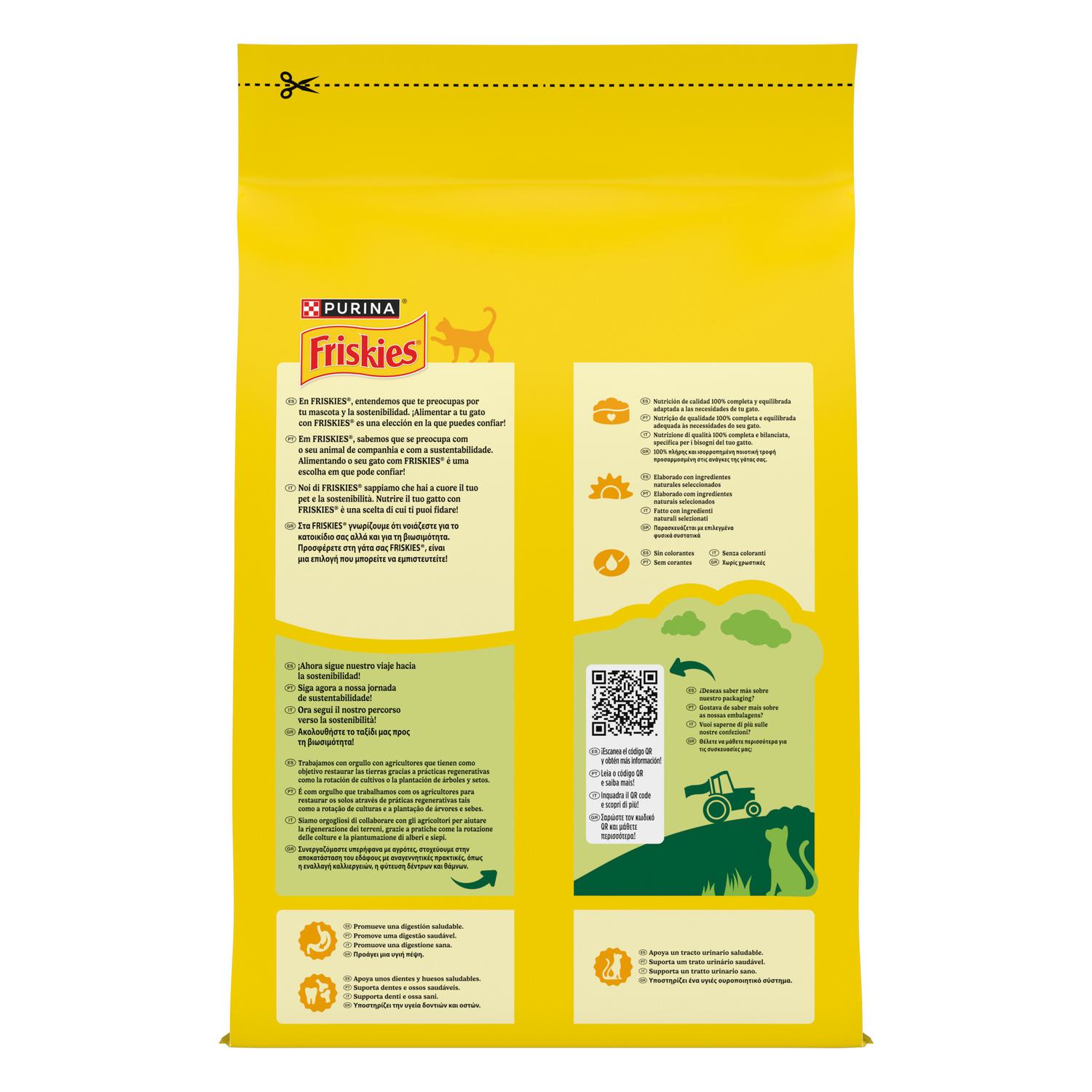 Pienso de conejo, pollo y verduras para gato adulto Purina Friskies 4 Kg.