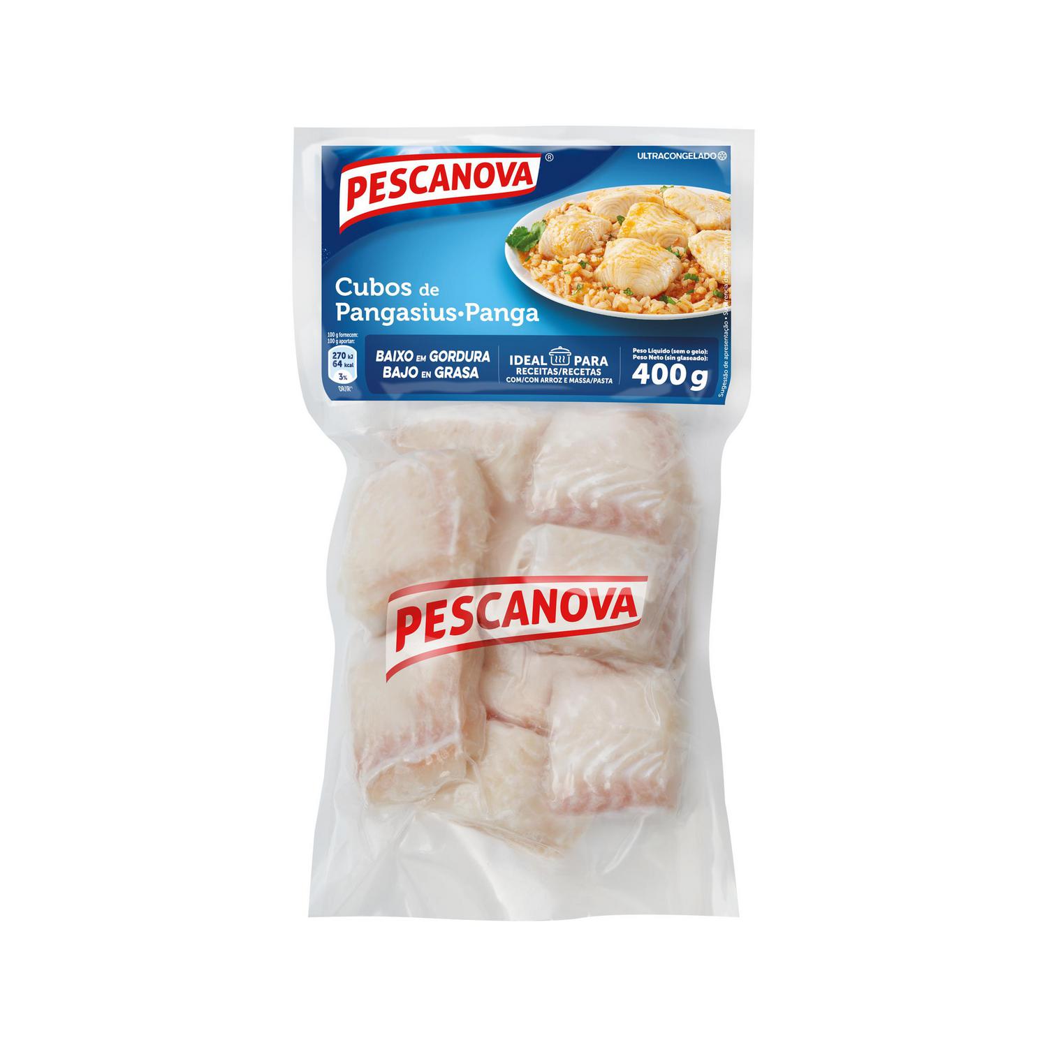 Cubos de panga sin piel congelado Pescanova 400 g.