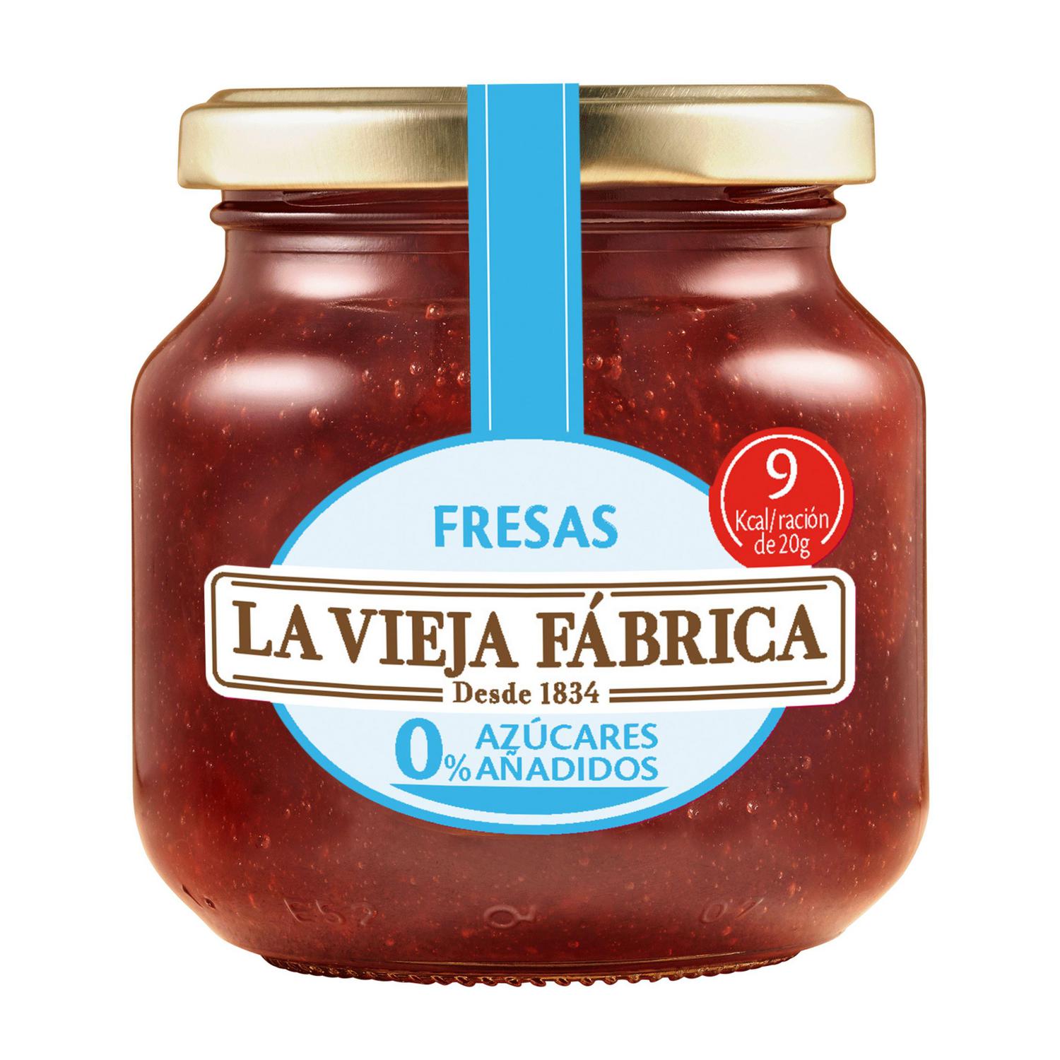 Mermelada de fresa La Vieja Fábrica sin azúcar añadido 245 g.