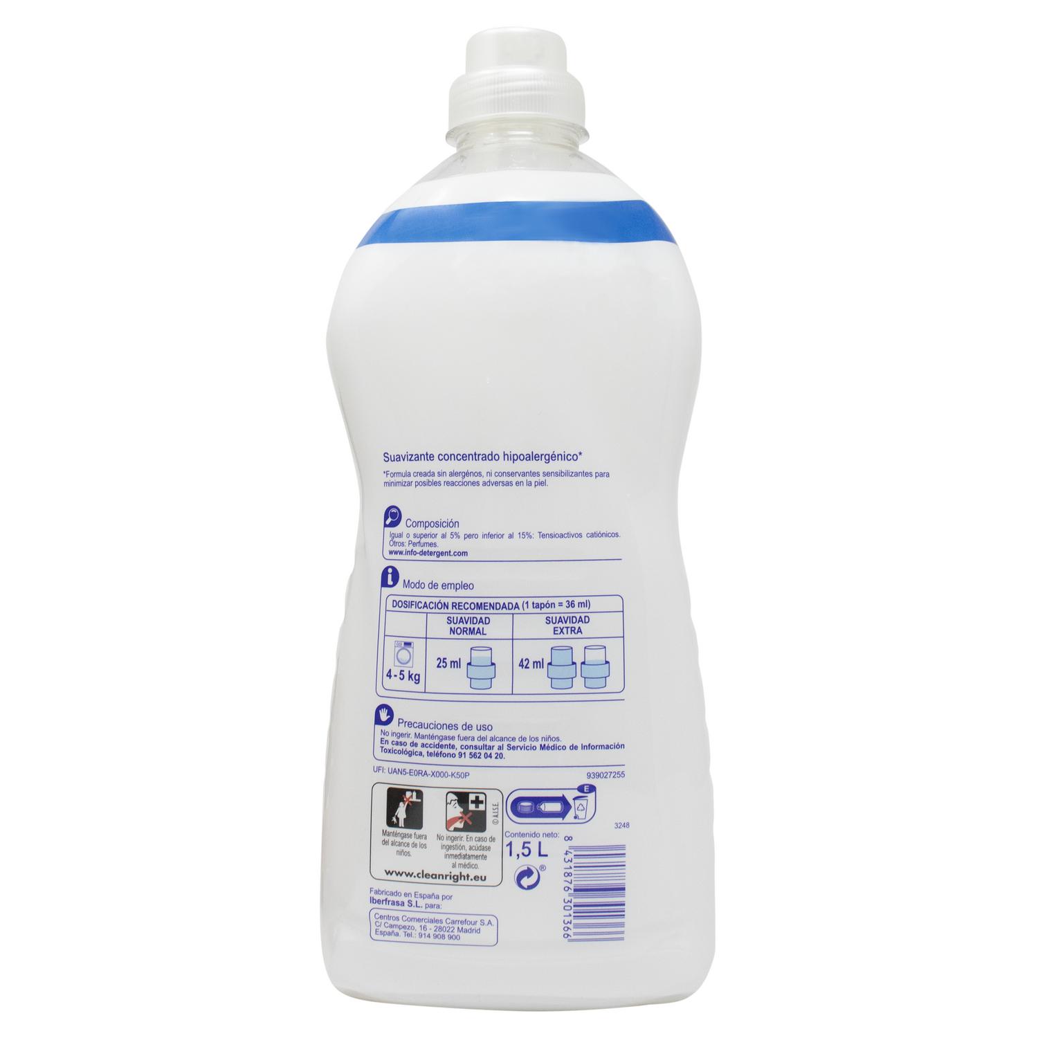 Suavizante concentrado hipoalergénico Essential Carrefour 60 lavados.
