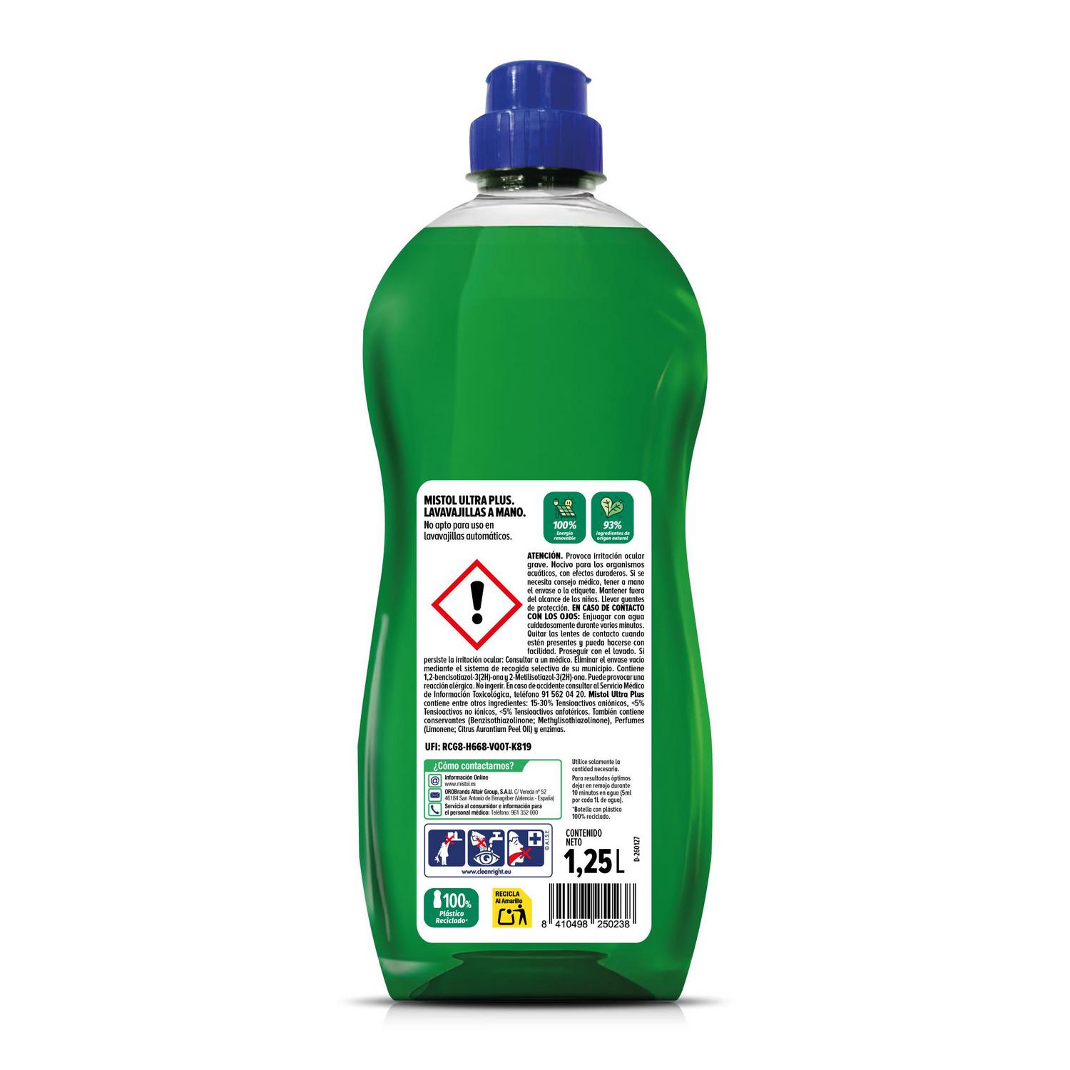 Lavavajillas a mano concentrado Ultra Plus Mistol 1,25 l.