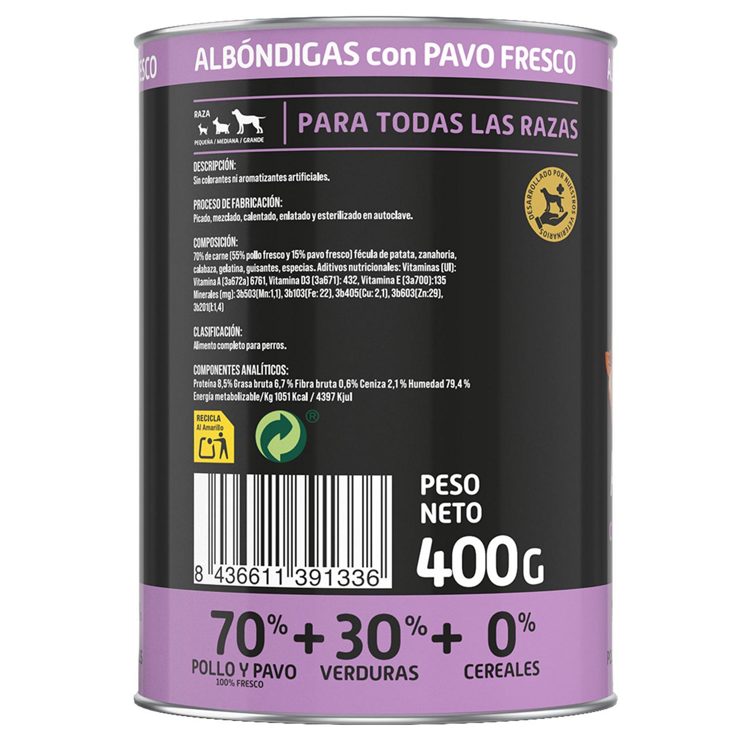 Albóndigas con pavo para perro Miguau 400 g.