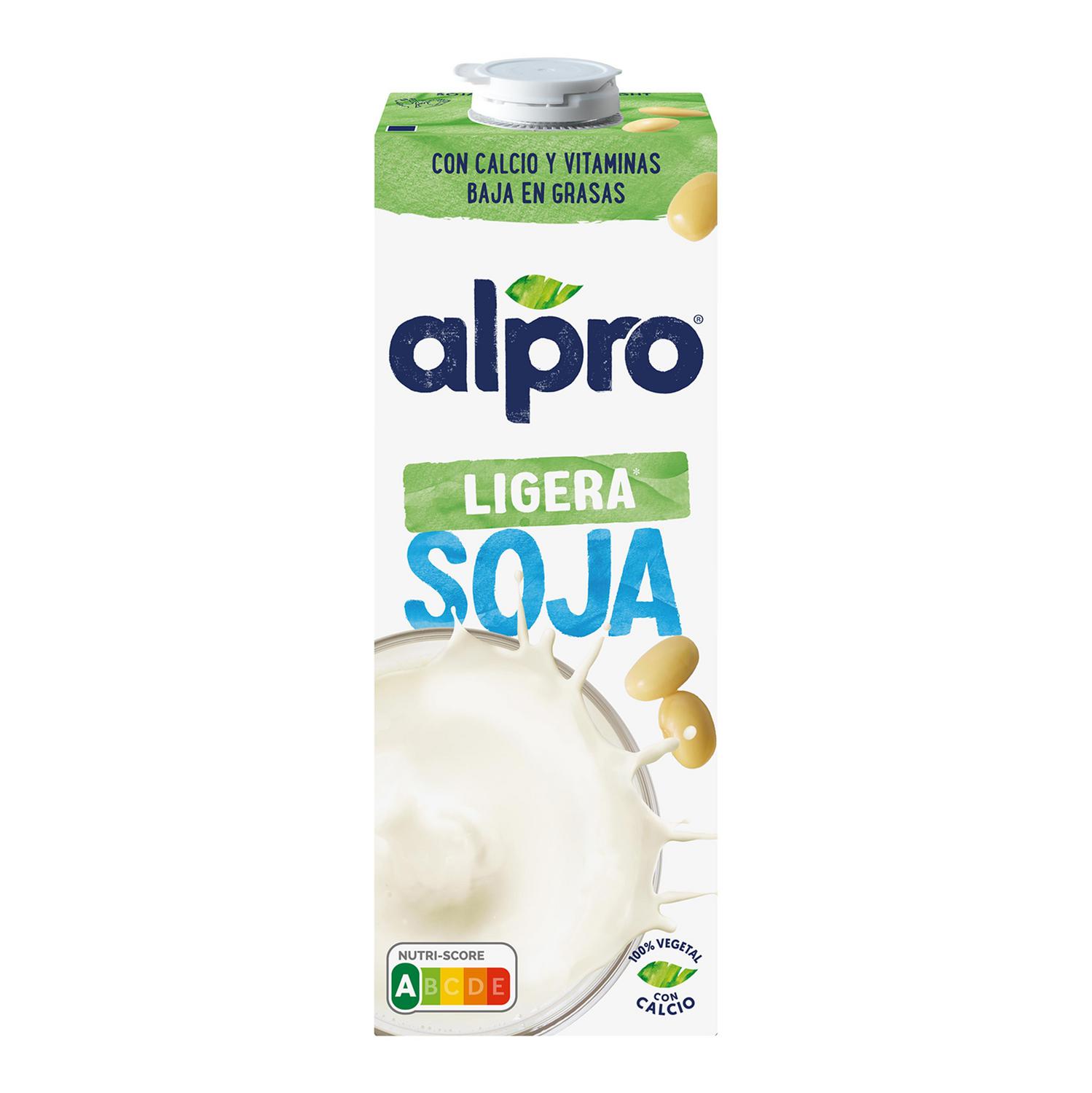 Bebida de soja ligera Alpro sin gluten y sin lactosa brik 1 l.