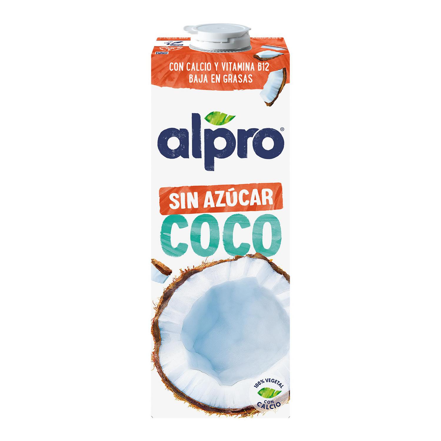 Bebida de coco sin azúcar Alpro sin gluten y sin lactosa brik 1 l.