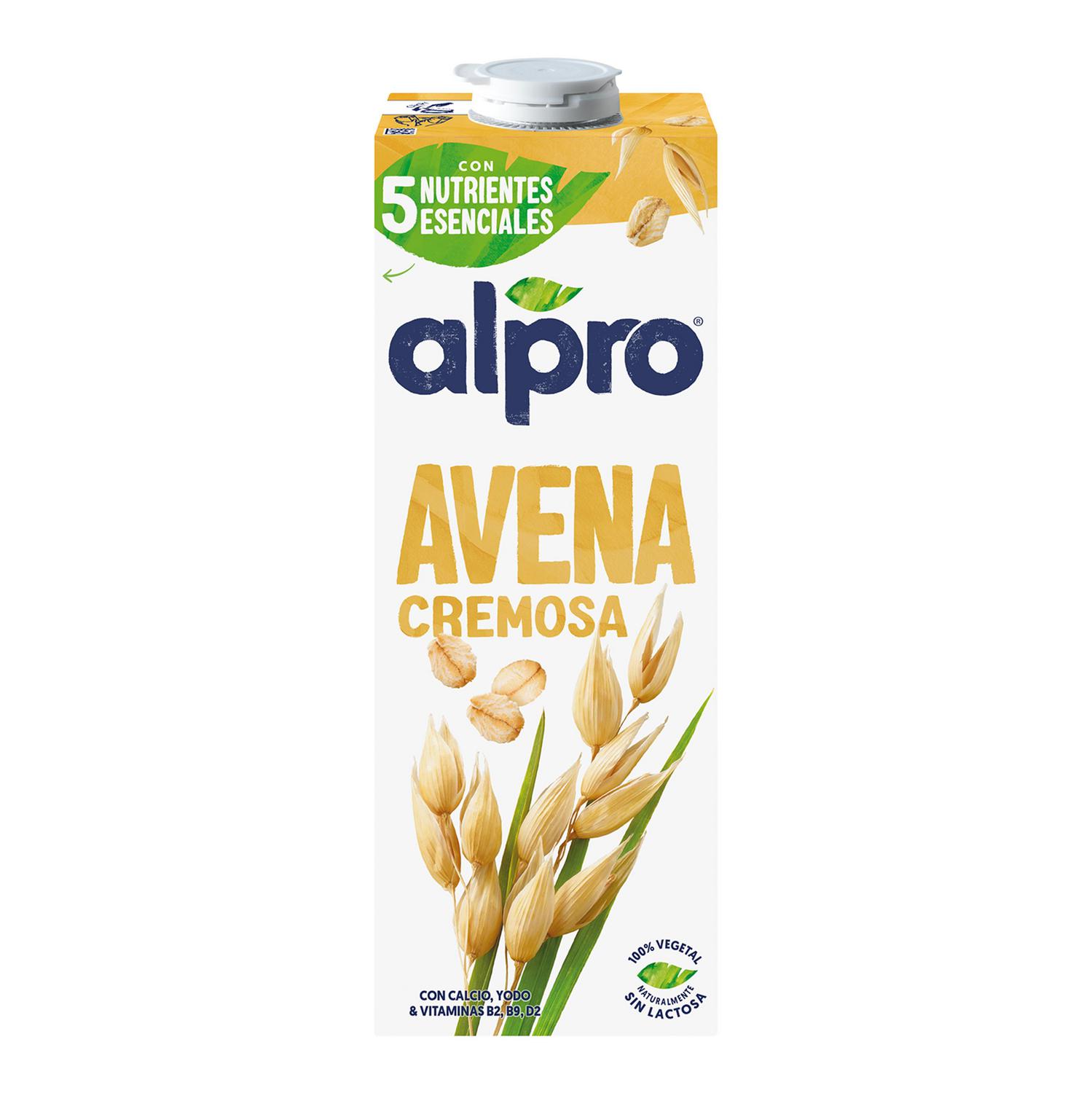 Bebida de avena sin azúcar añadido Alpro sin lactosa brik 1 l.