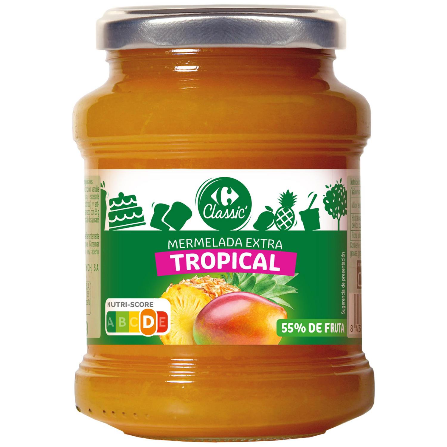 Mermelada extra sabor tropical Carrefour Classic 410 g.