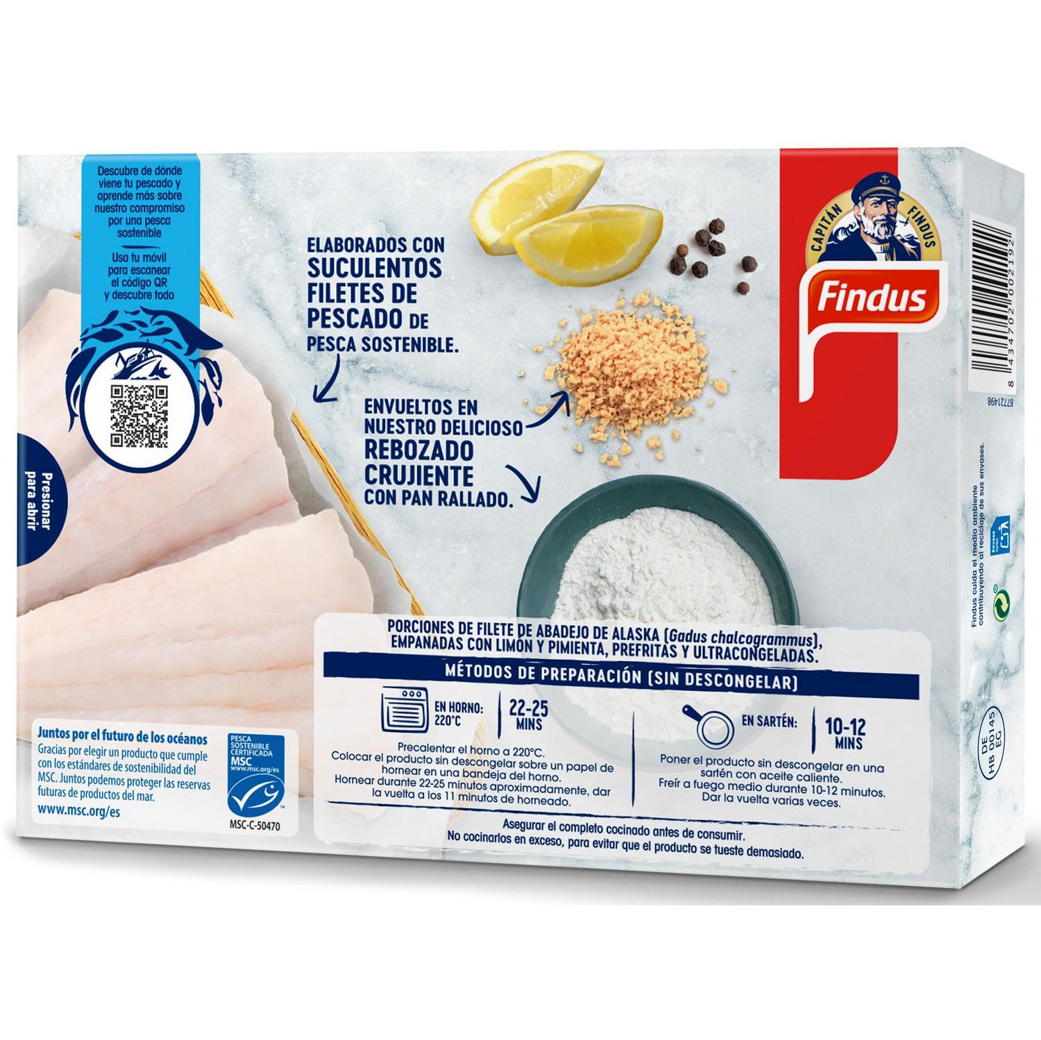 Filete de pescado crujiente con limón congelado Findus 225 g.