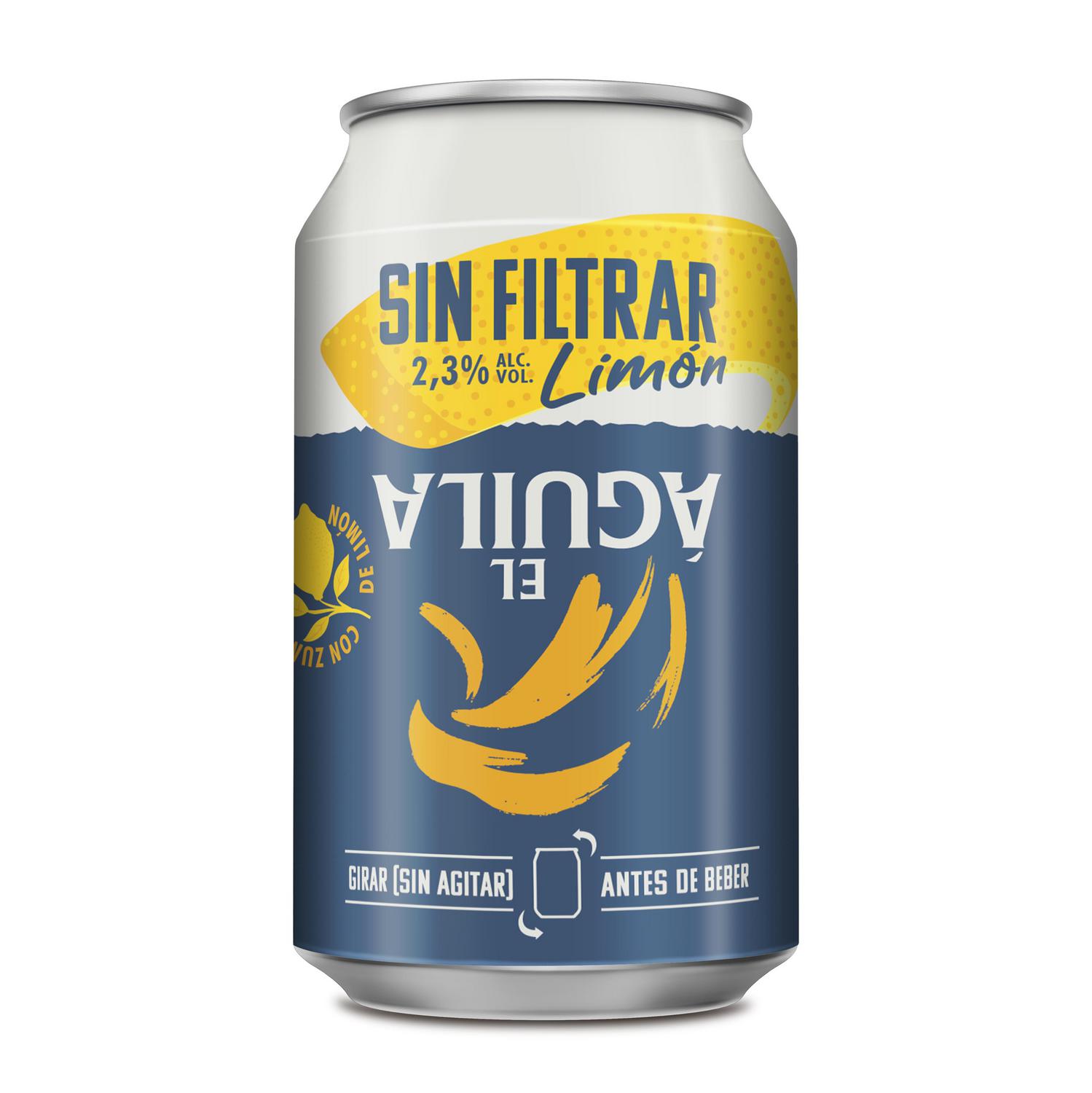 Cerveza El águila sin filtrar limón lata 33 cl.