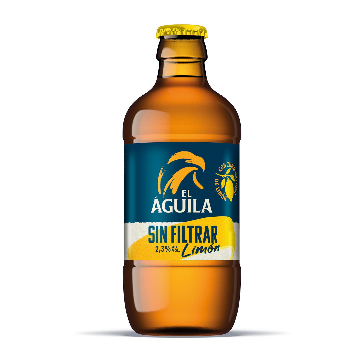 Cerveza El águila sin filtrar limón botella 33 cl.