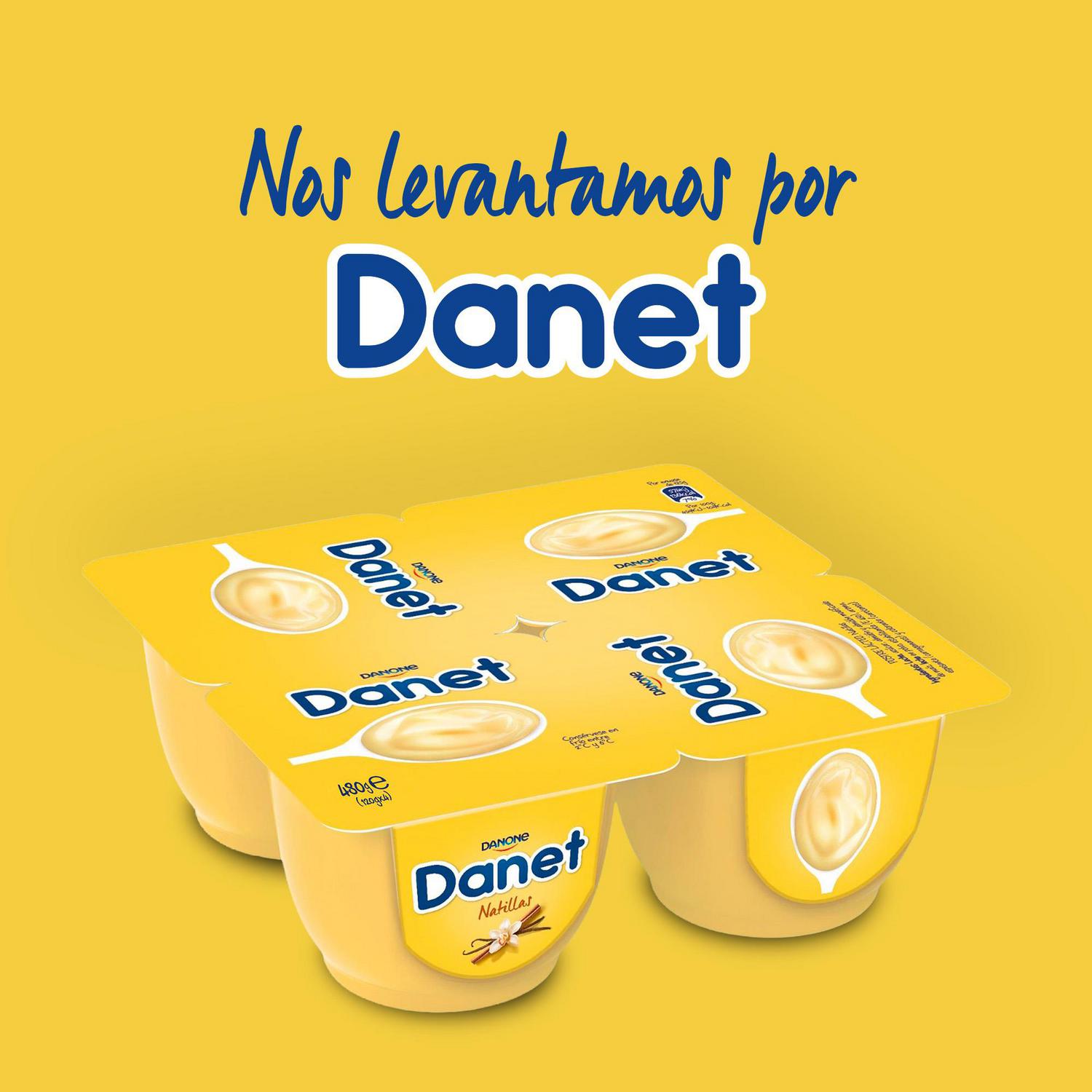 Natillas de vainilla Danone Danet pack de 4 unidades de 120 g.