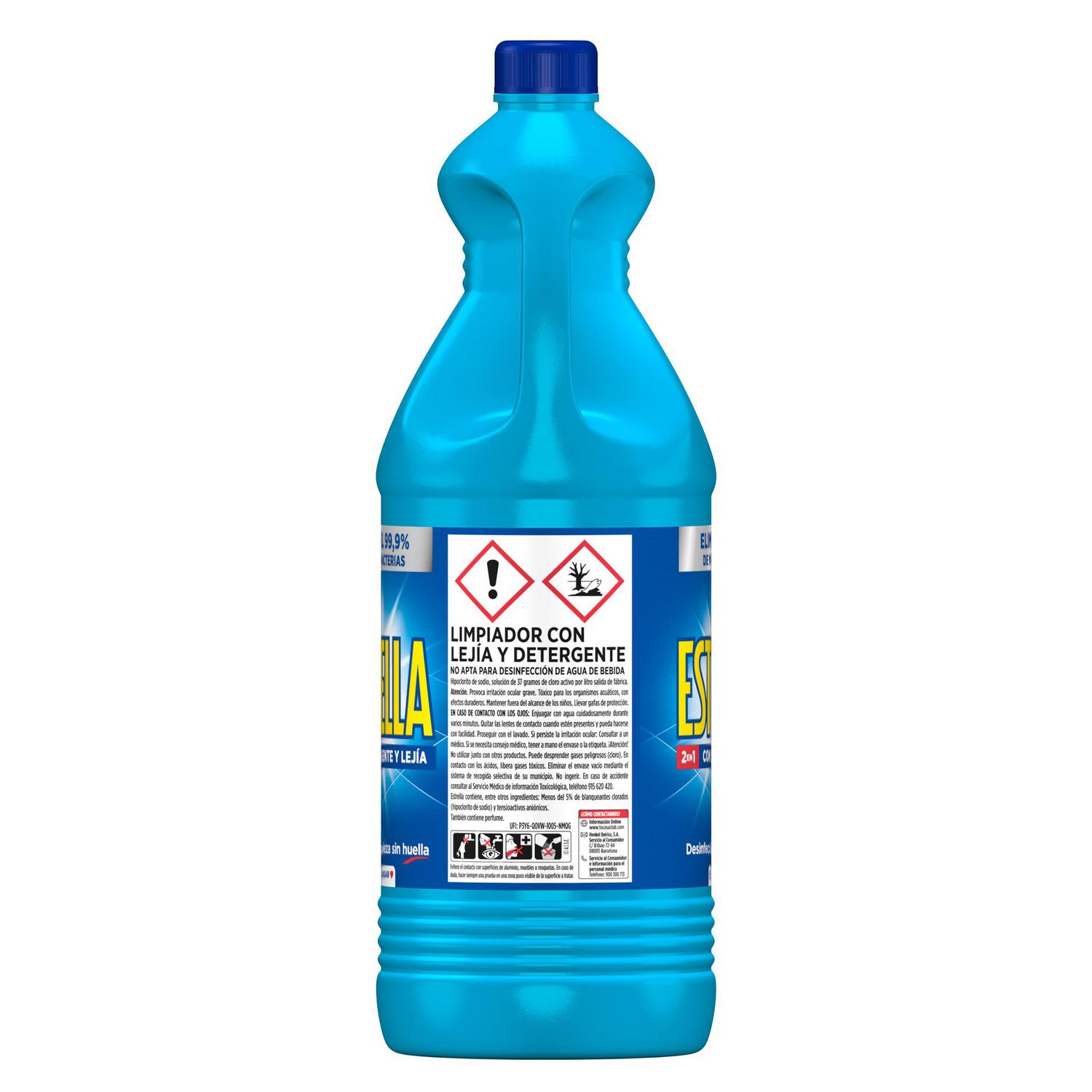 Lejía hogar con detergente frescor azul Estrella 2,87 l.
