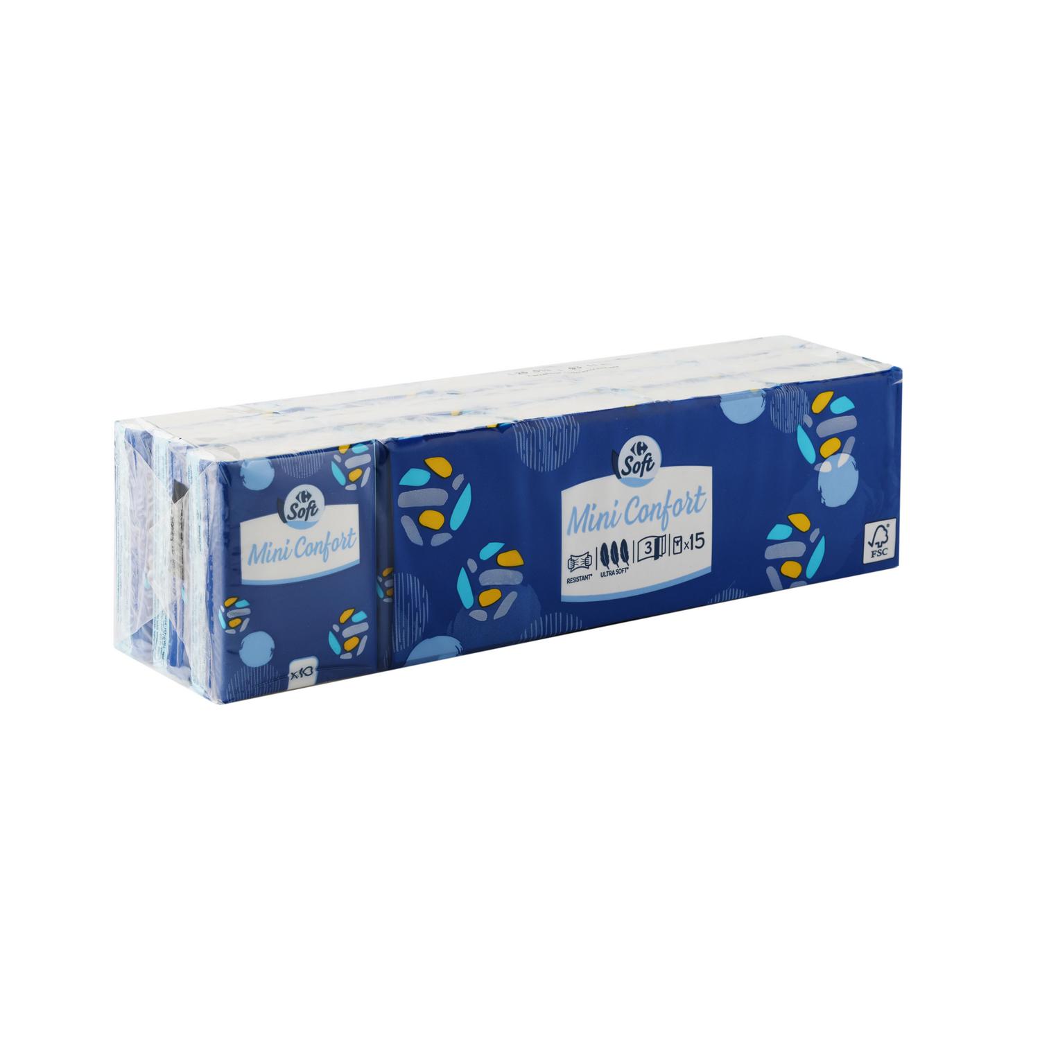 Pañuelo mini confort Carrefour Soft paquete 15 ud.