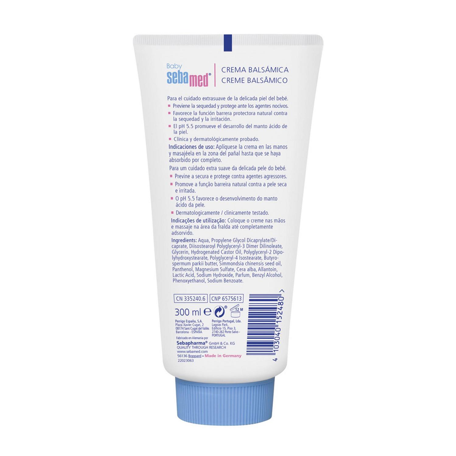 Crema balsámica para proteger la zona del pañal Sebamed 300 ml.