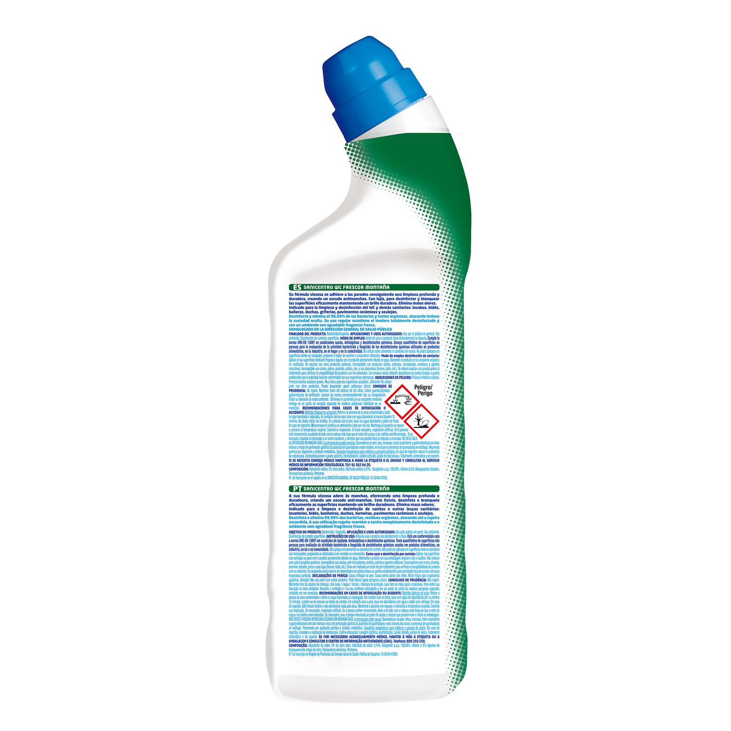 Gel WC desinfectante frescor montaña con lejia Sanicentro 1 l.