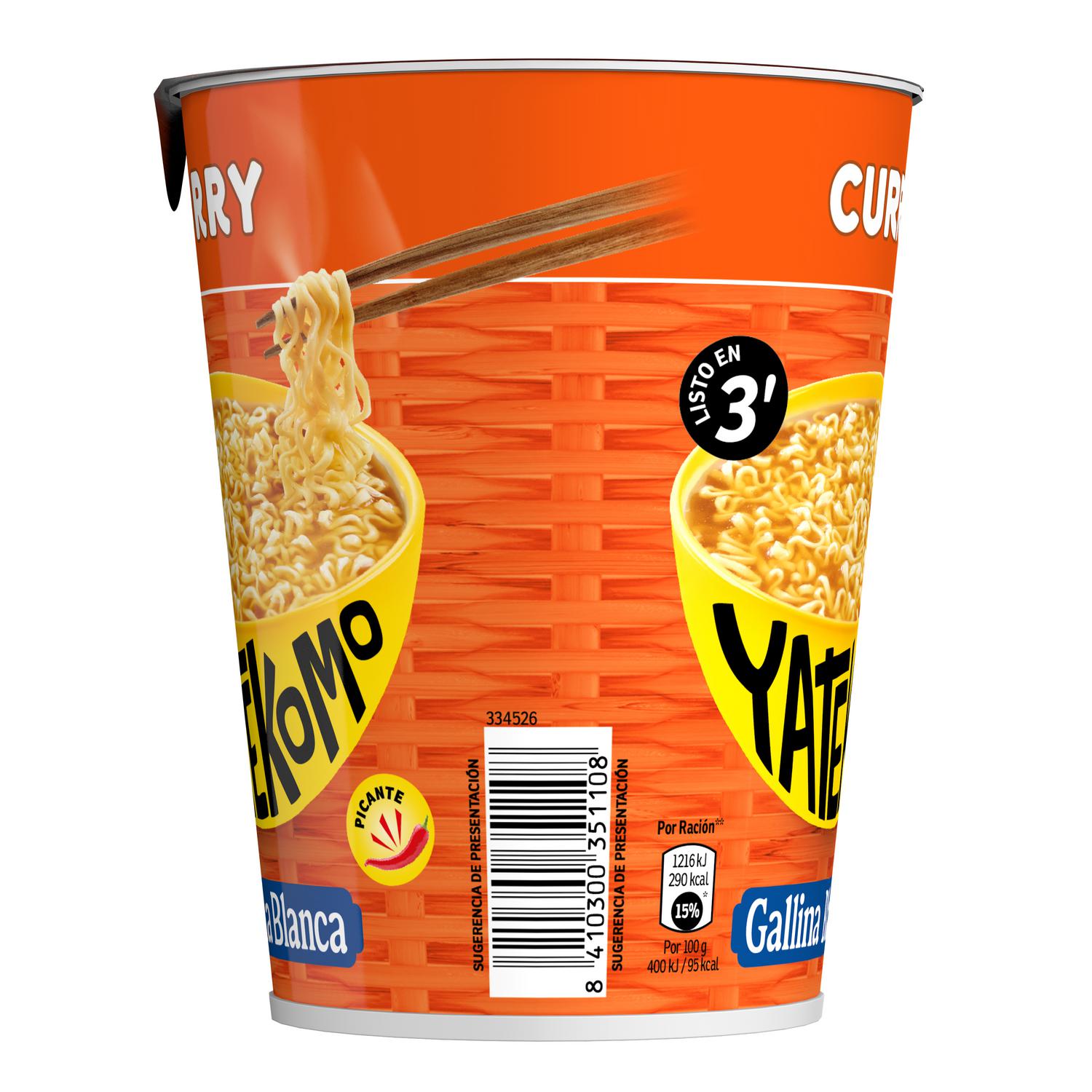 Fideos Orientales con curri Yatekomo Gallina Blanca 61 g.
