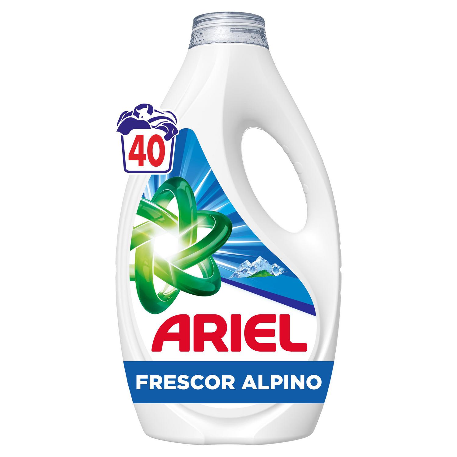 Detergente líquido frescor alpino Ariel 40  lavados.
