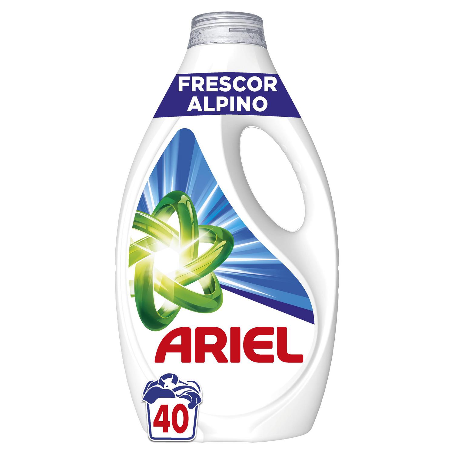 Detergente líquido frescor alpino Ariel 40  lavados.