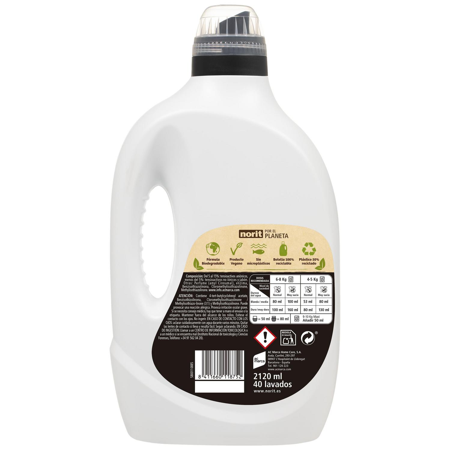 Detergente líquido ropa oscura Norit 40 lavados.