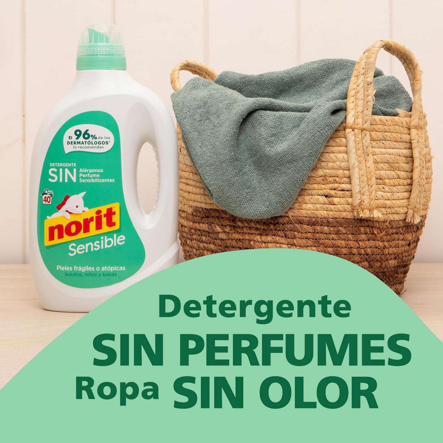 Detergente líquido para pieles sensibles Norit 40 lavados.