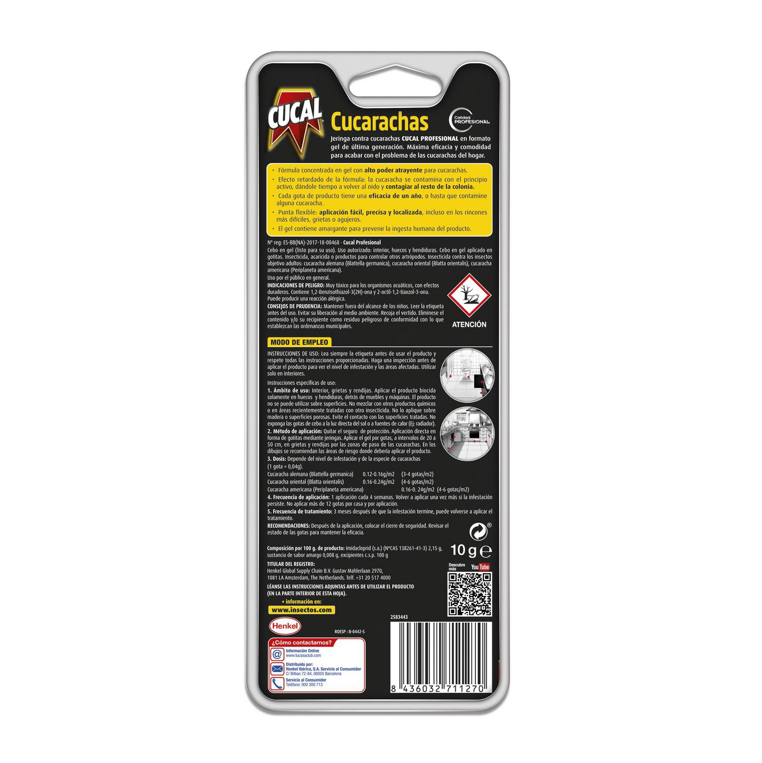 Insecticida jeringa contra cucarachas Cucal 1 ud.