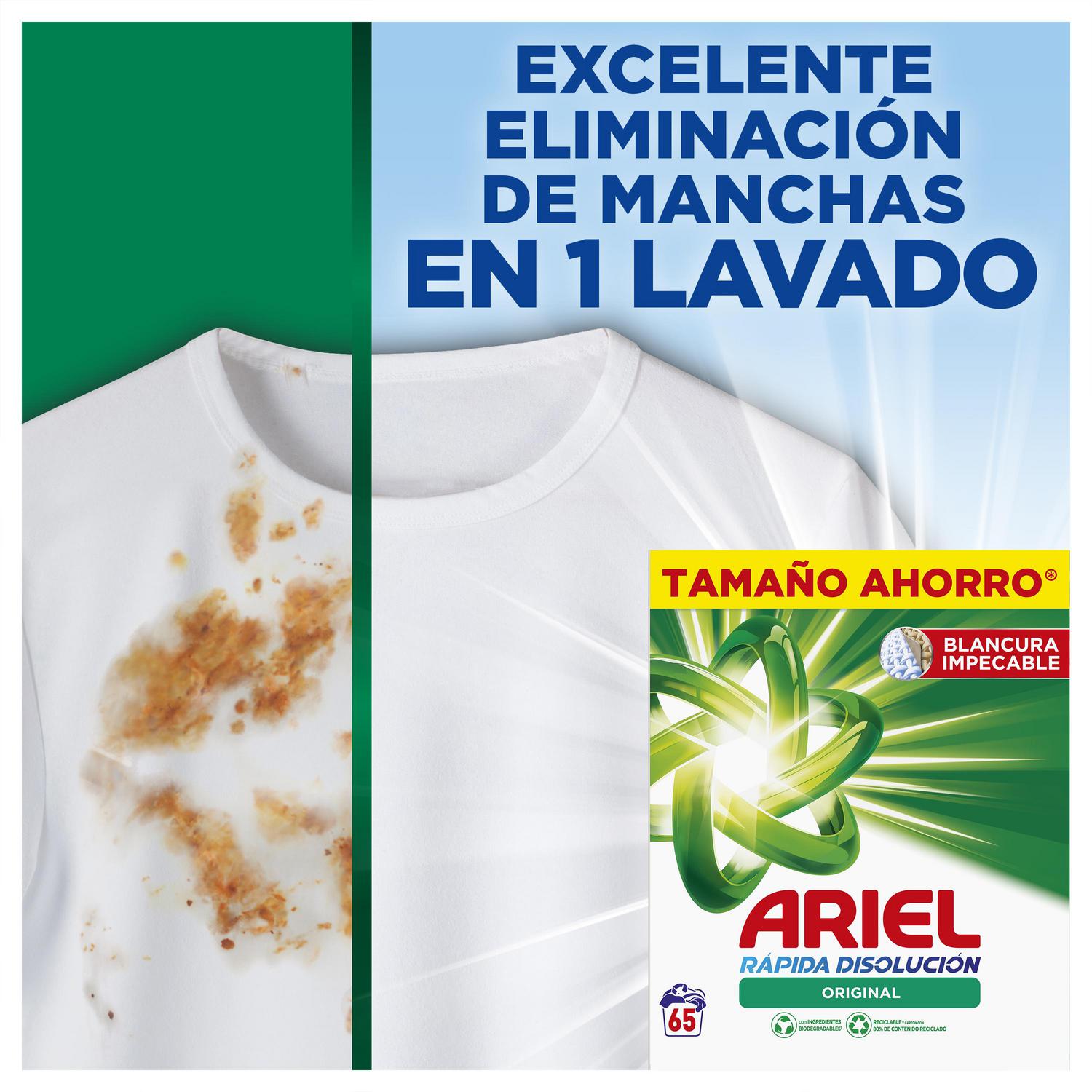 Detergente en polvo Original Ariel 80 lavados.
