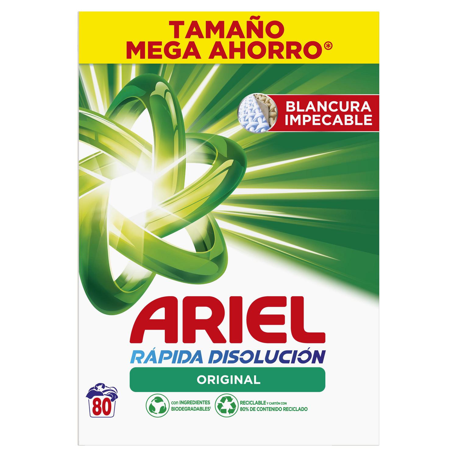 Detergente en polvo Original Ariel 80 lavados.