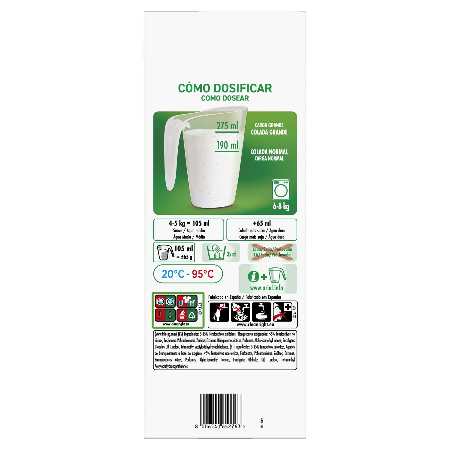 Detergente en polvo Original Ariel 80 lavados.