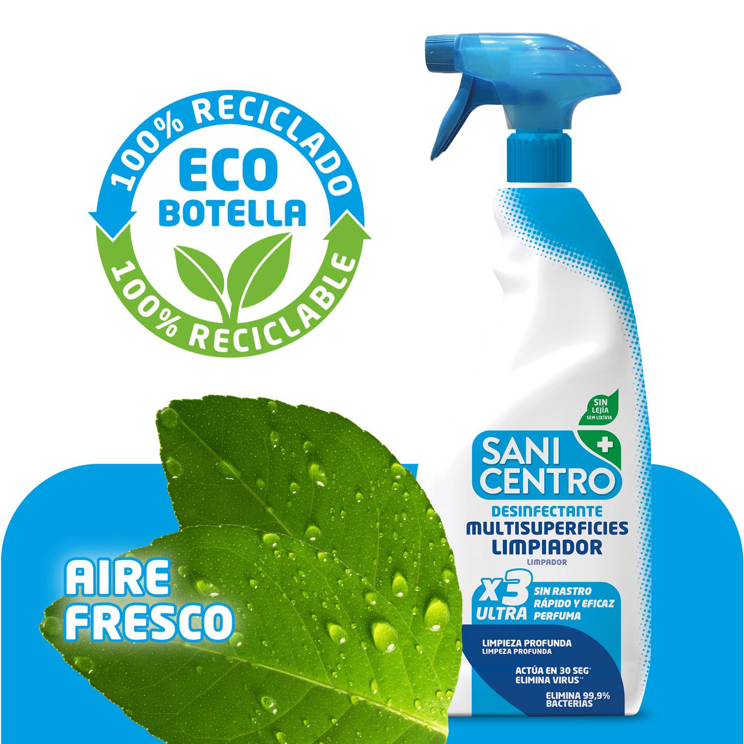Limpiador multisuperficies desinfectante sin lejía Sanicentro 750 ml.