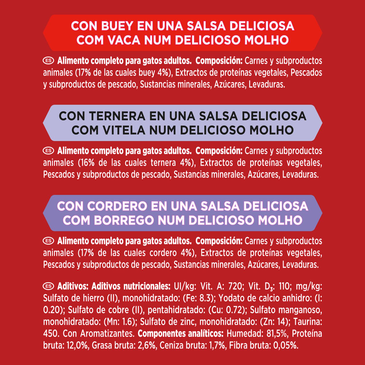 Comida húmeda de buey, ternera y cordero para gato Purina Gourmet Mon Petit 6x50 g.