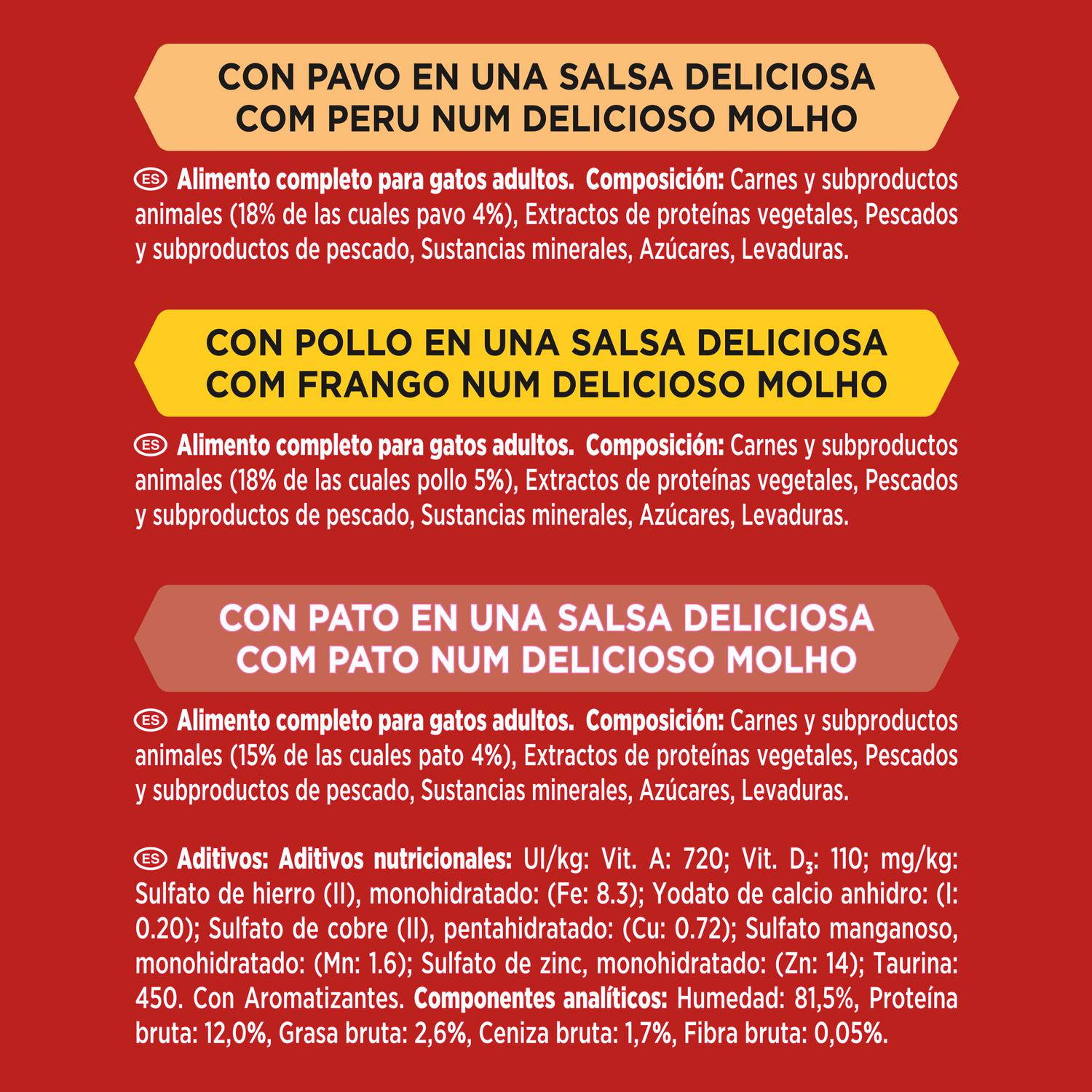 Comida húmeda de pato, pollo y pavo para gato adulto Purina Gourmet Mon Petit 6x50g.