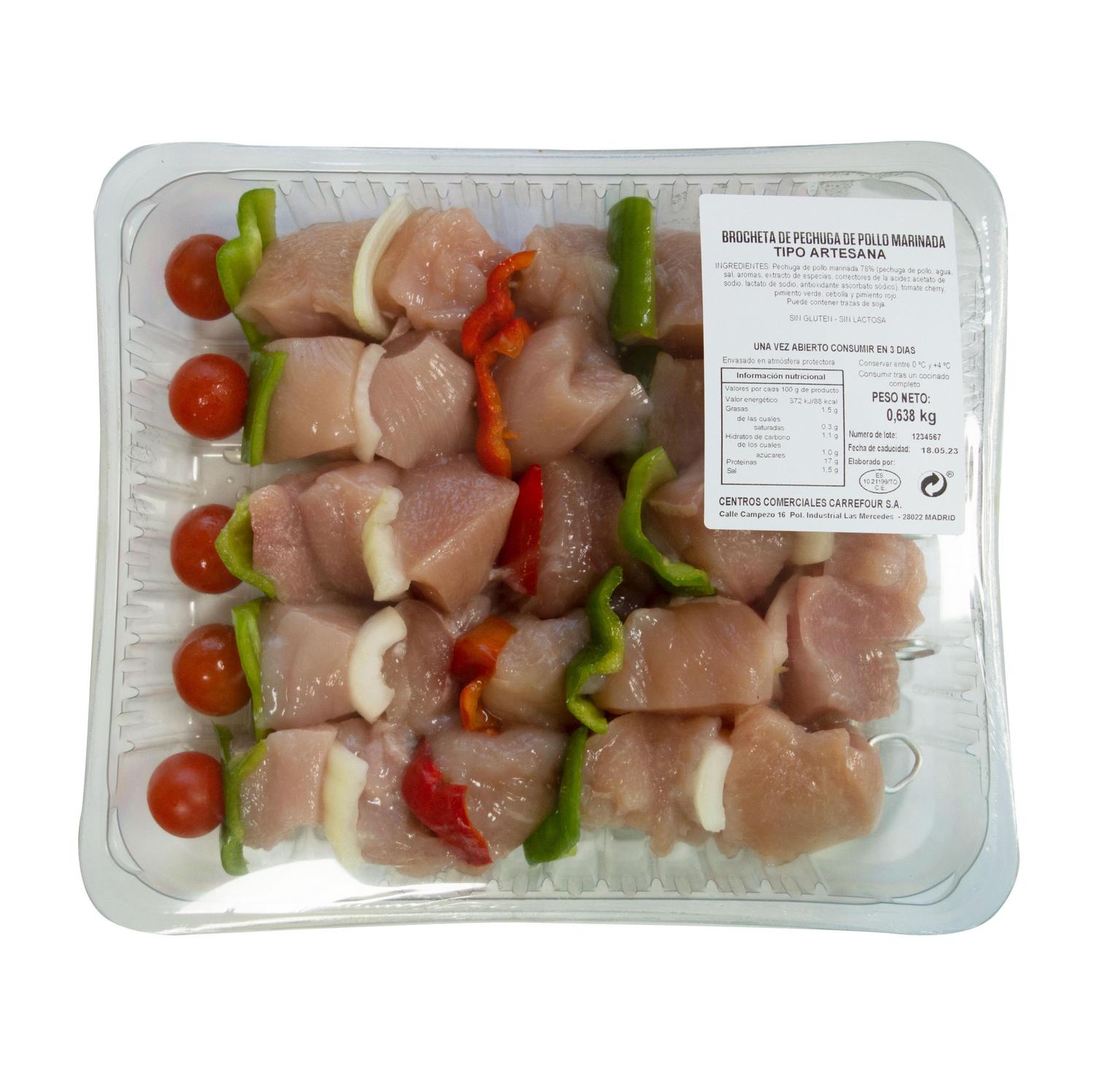 Brocheta de pollo marinado 400 g aprox