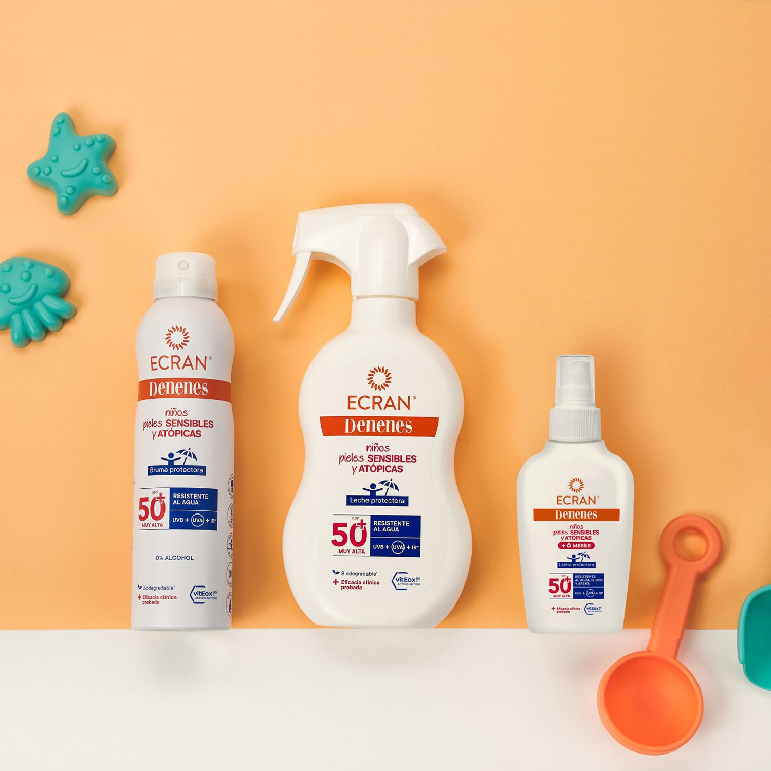 Leche protectora solar niños pieles sensibles atópicas SPF50+ Ecran Denenes 270 ml.