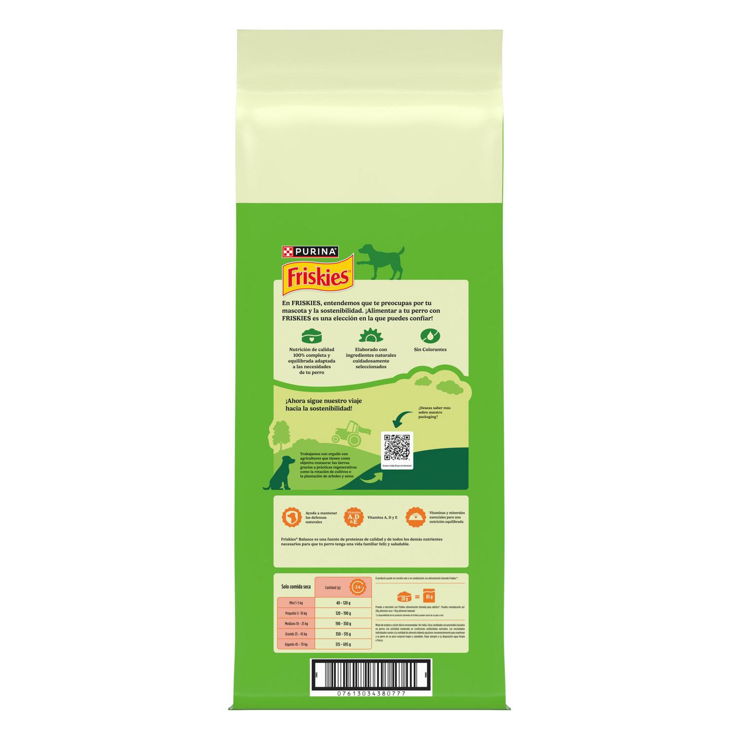 Pienso de pollo y buey con verduras para perro adulto Purina Friskies Vitafit Complete 15 Kg.