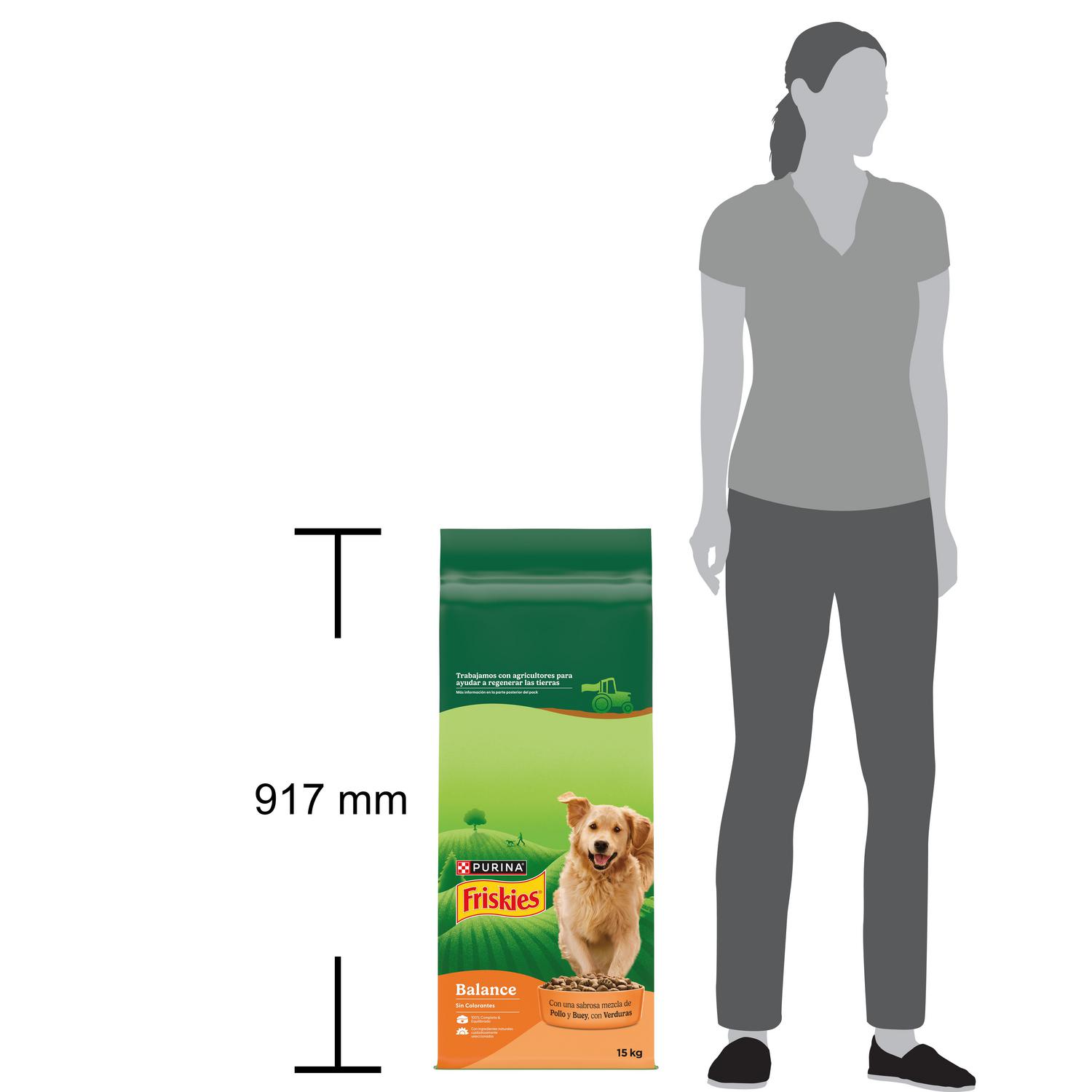 Pienso de pollo y buey con verduras para perro adulto Purina Friskies Vitafit Complete 15 Kg.